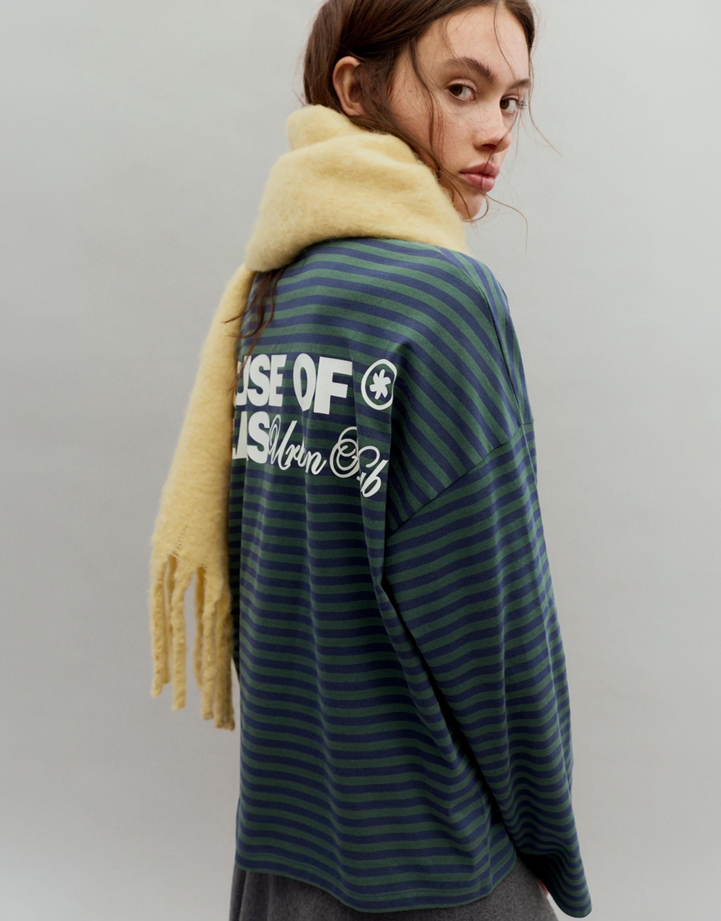 Yazılı çizgili uzun kollu t-shirt - Görsel 22