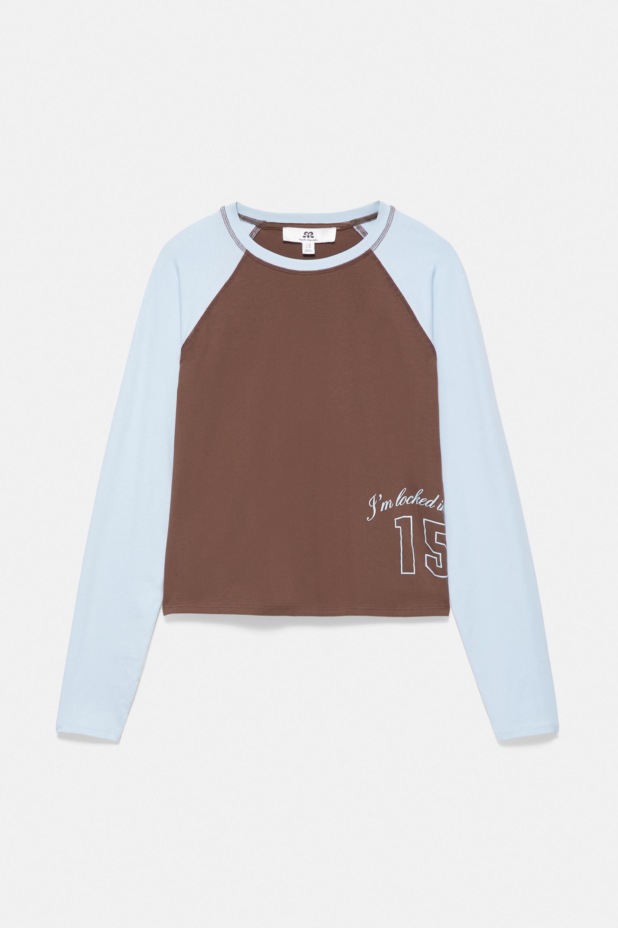 Number print raglan T-shirt — Brown