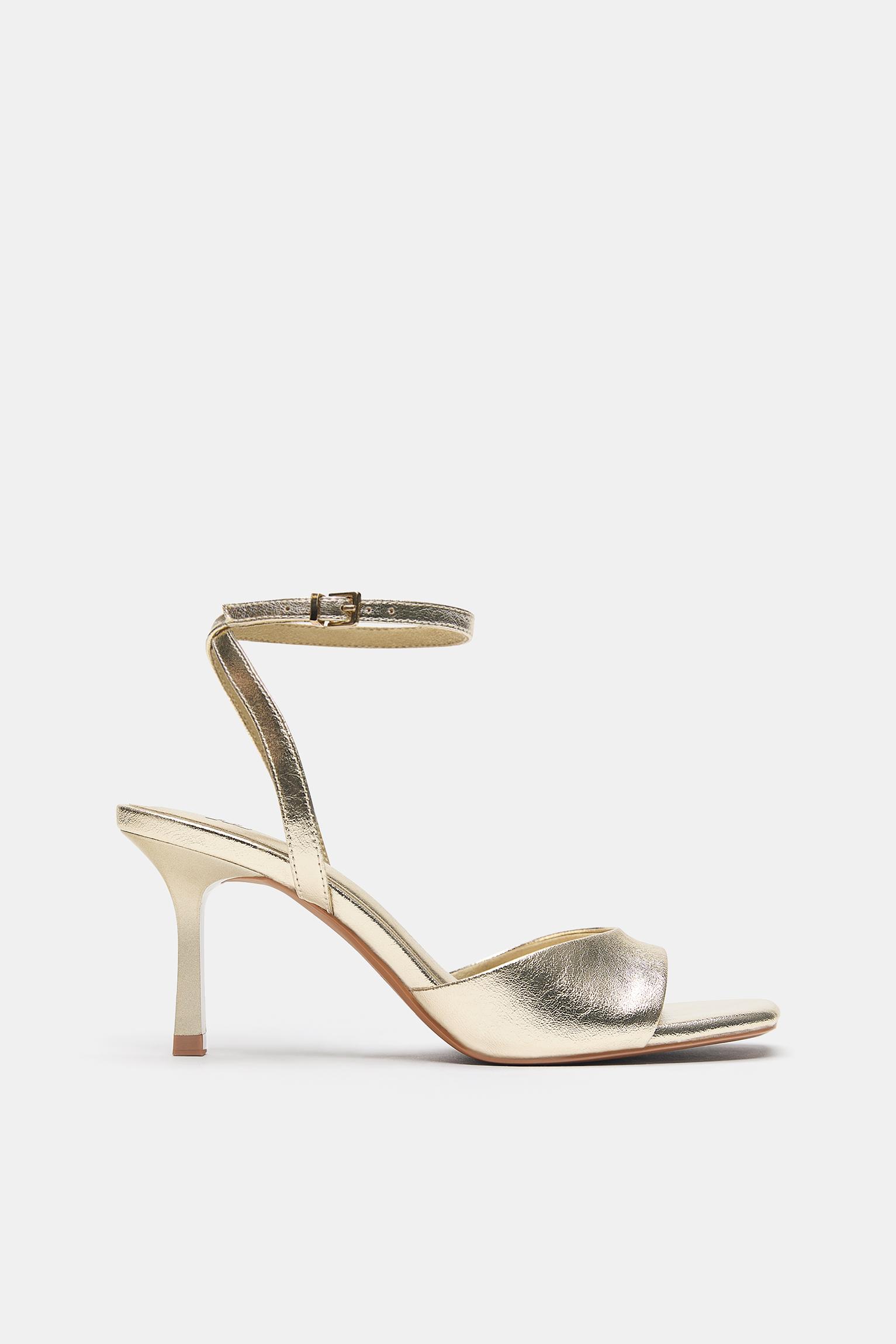 Gold metallic heeled sandals — Gold