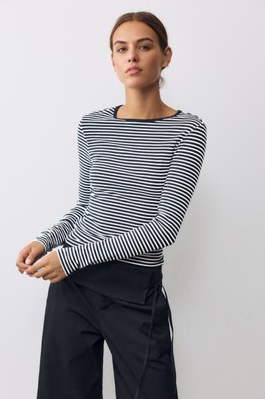 Fitted long sleeve T-shirt — Striped 4