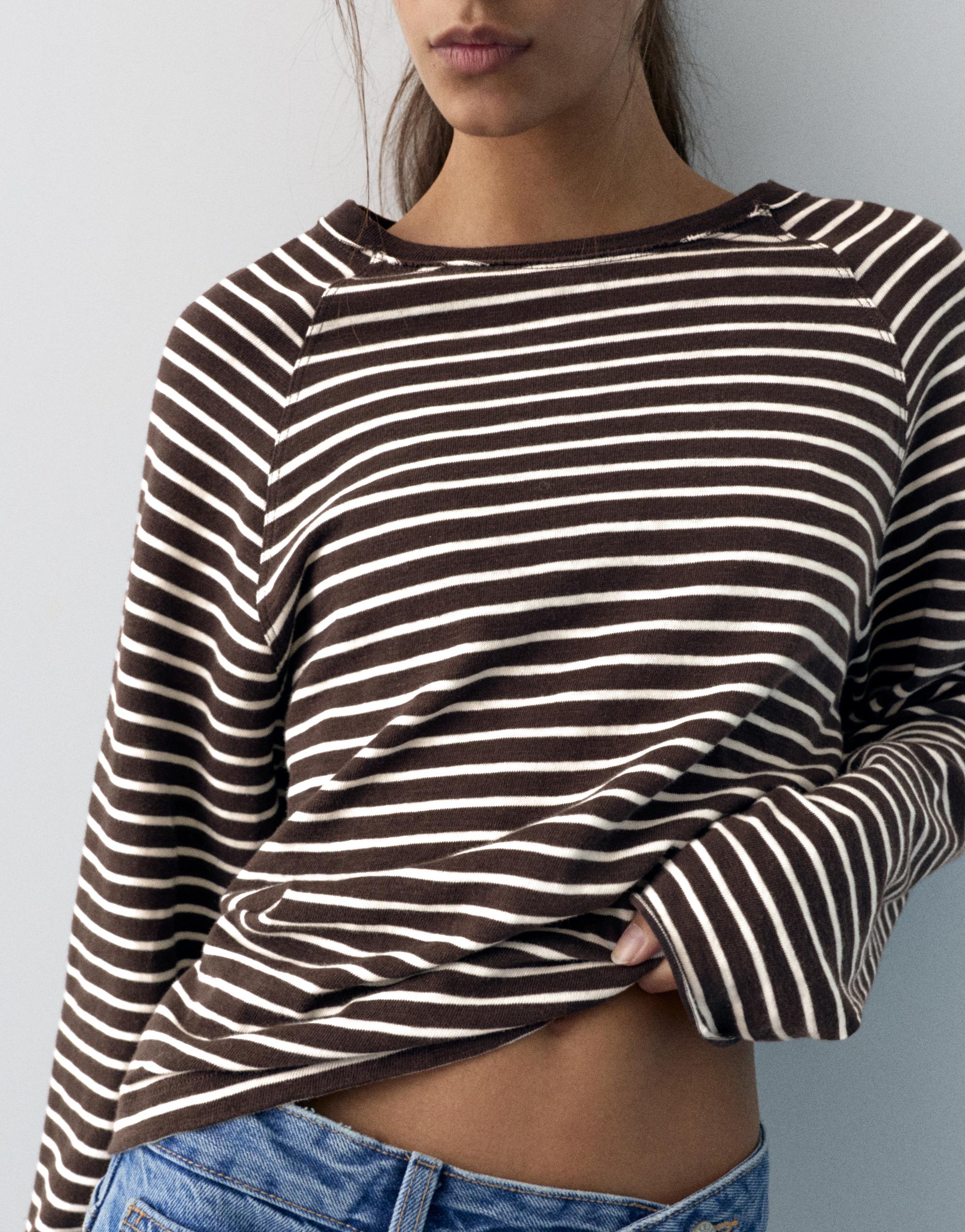 Long sleeve raglan T-shirt — Striped