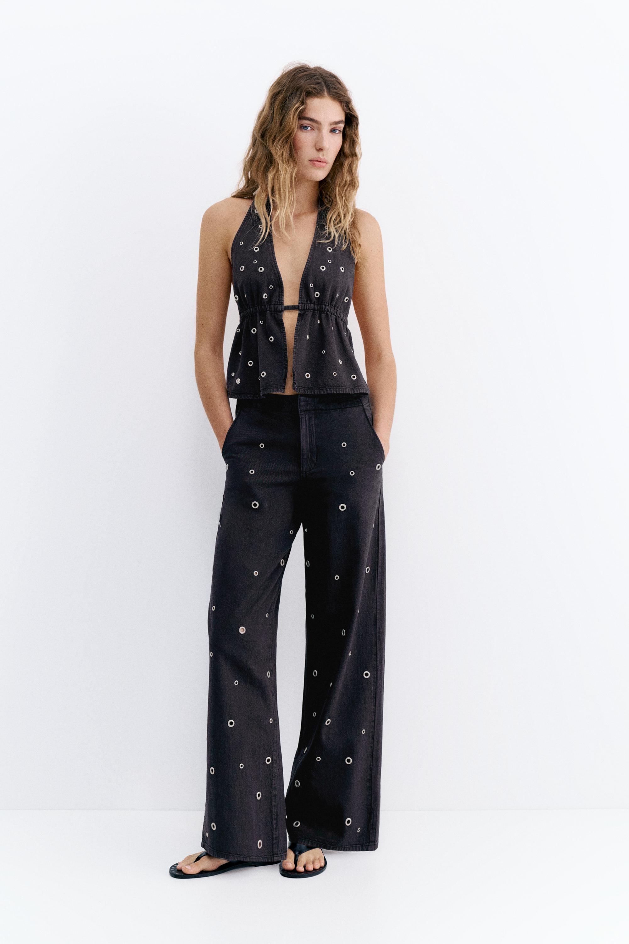 Jeans Dritti Con Occhielli