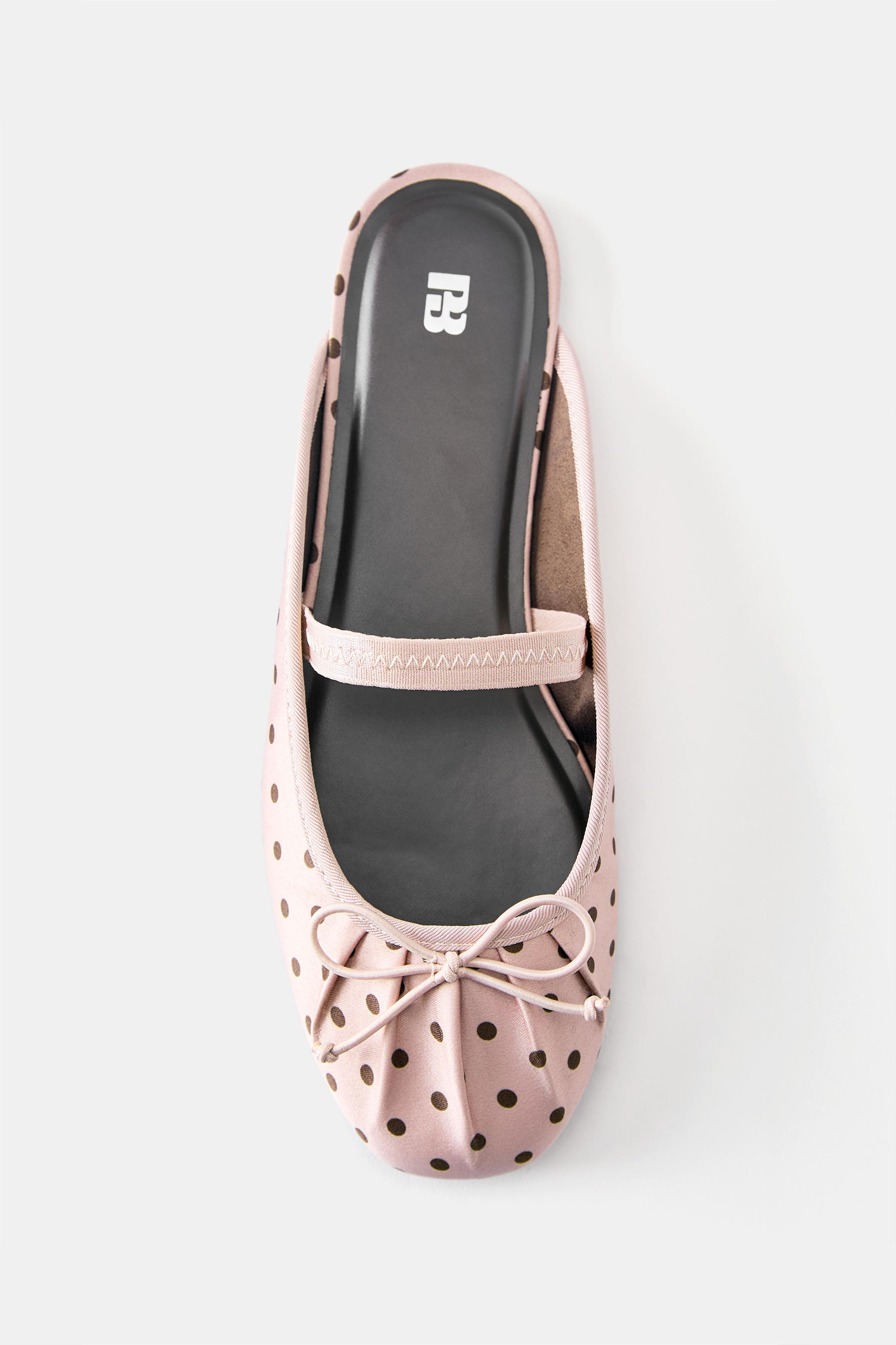 Polka dot slingback ballet flats — Pink