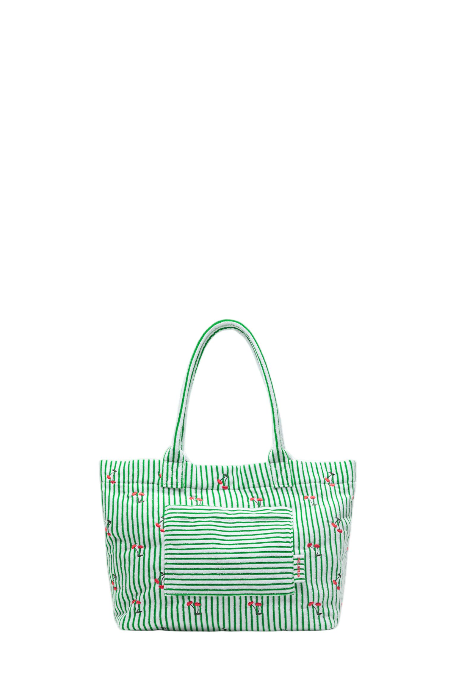 Striped towel shopper bag — Khaki