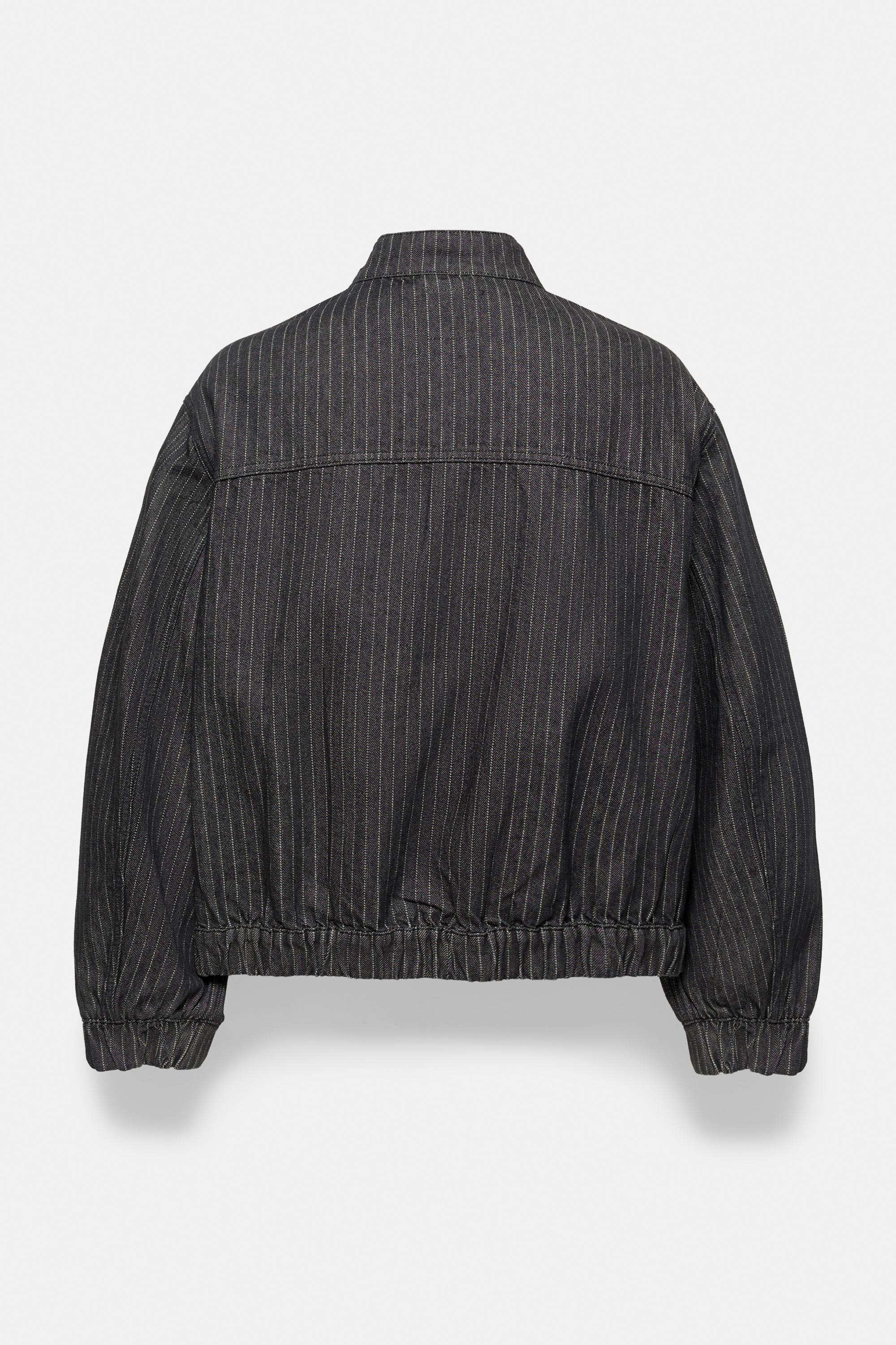 Striped denim jacket — Black