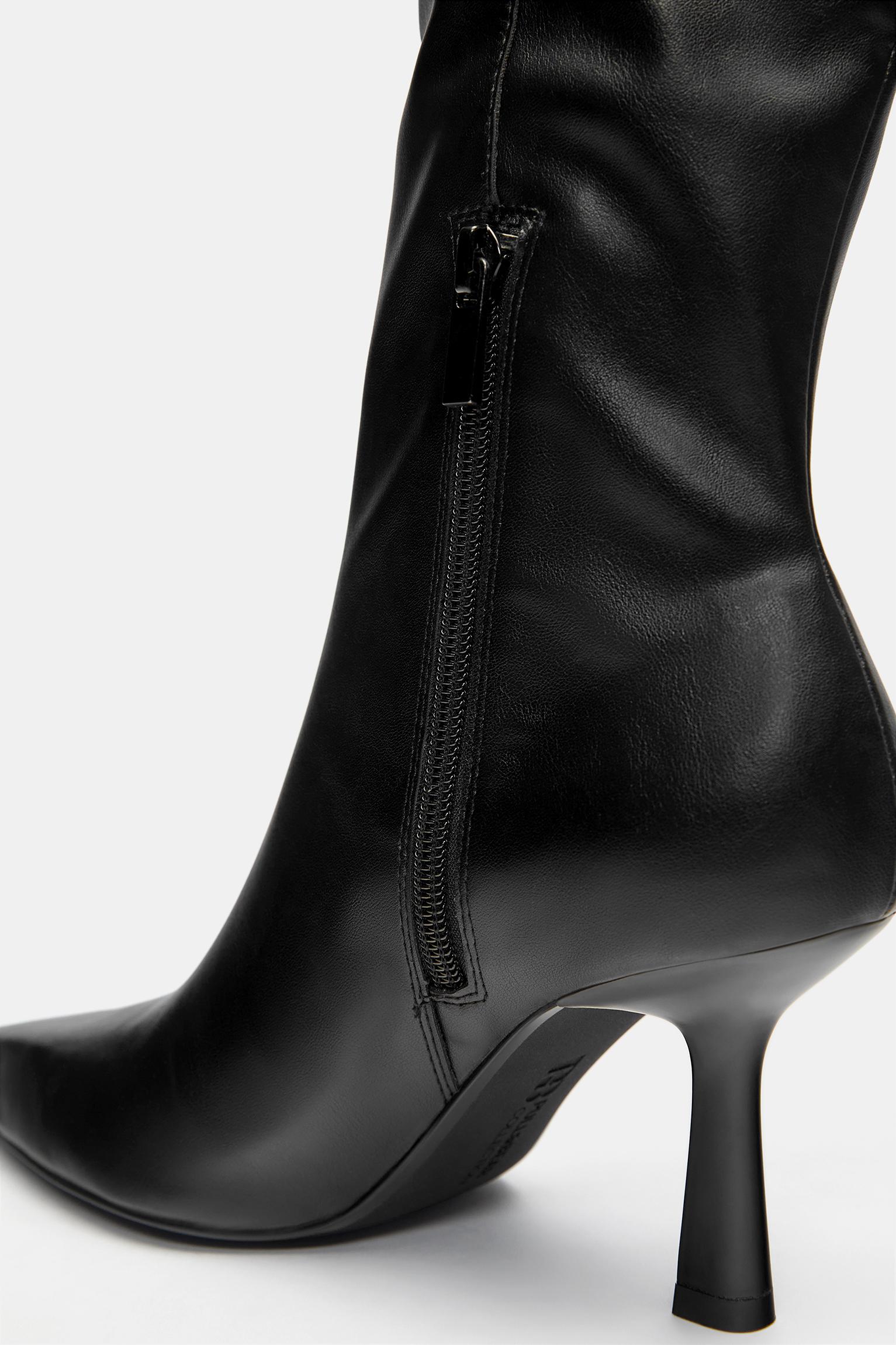 Stretch high-heel knee-high boots — Black