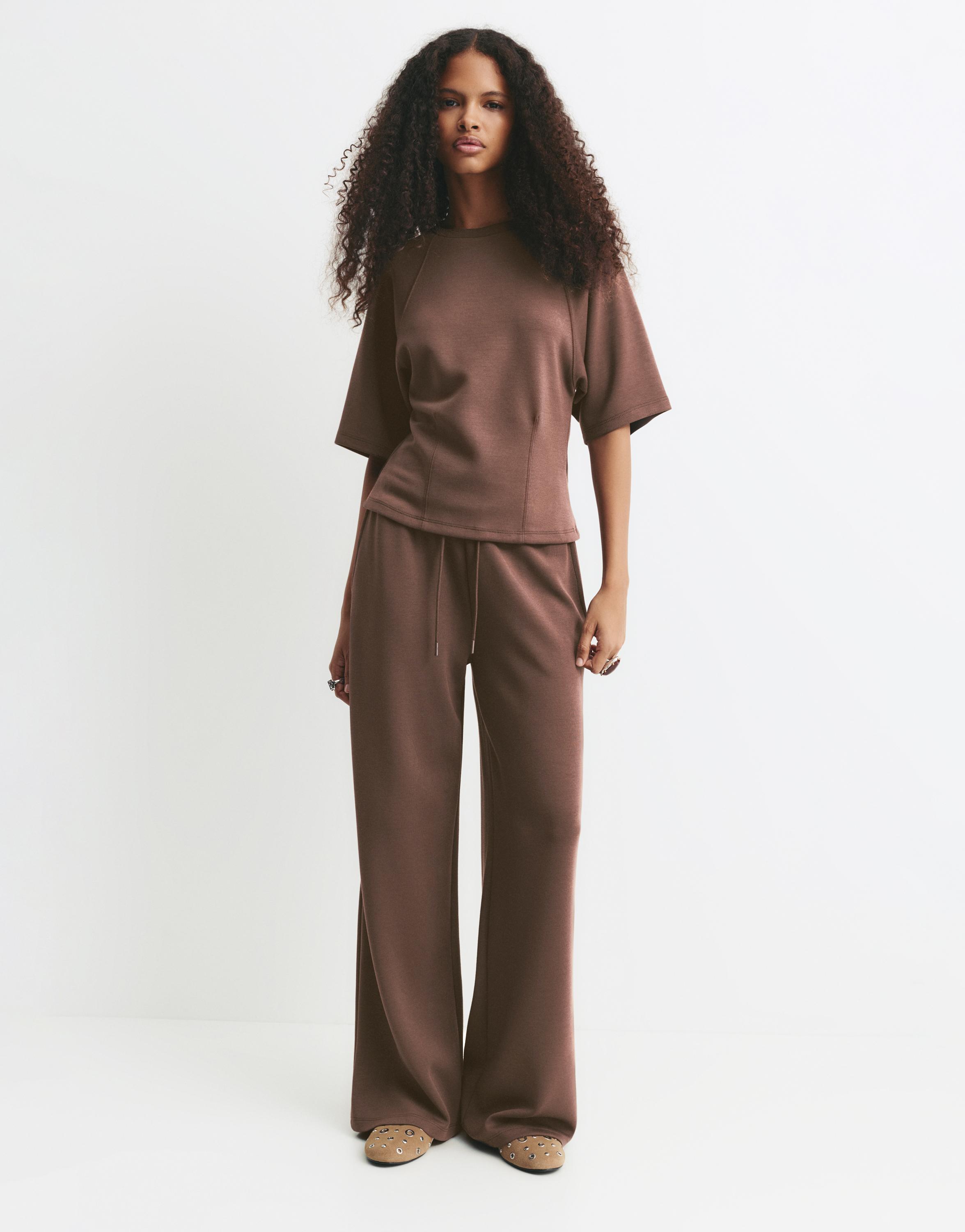 Soft touch short sleeve sweatshirt — Brown