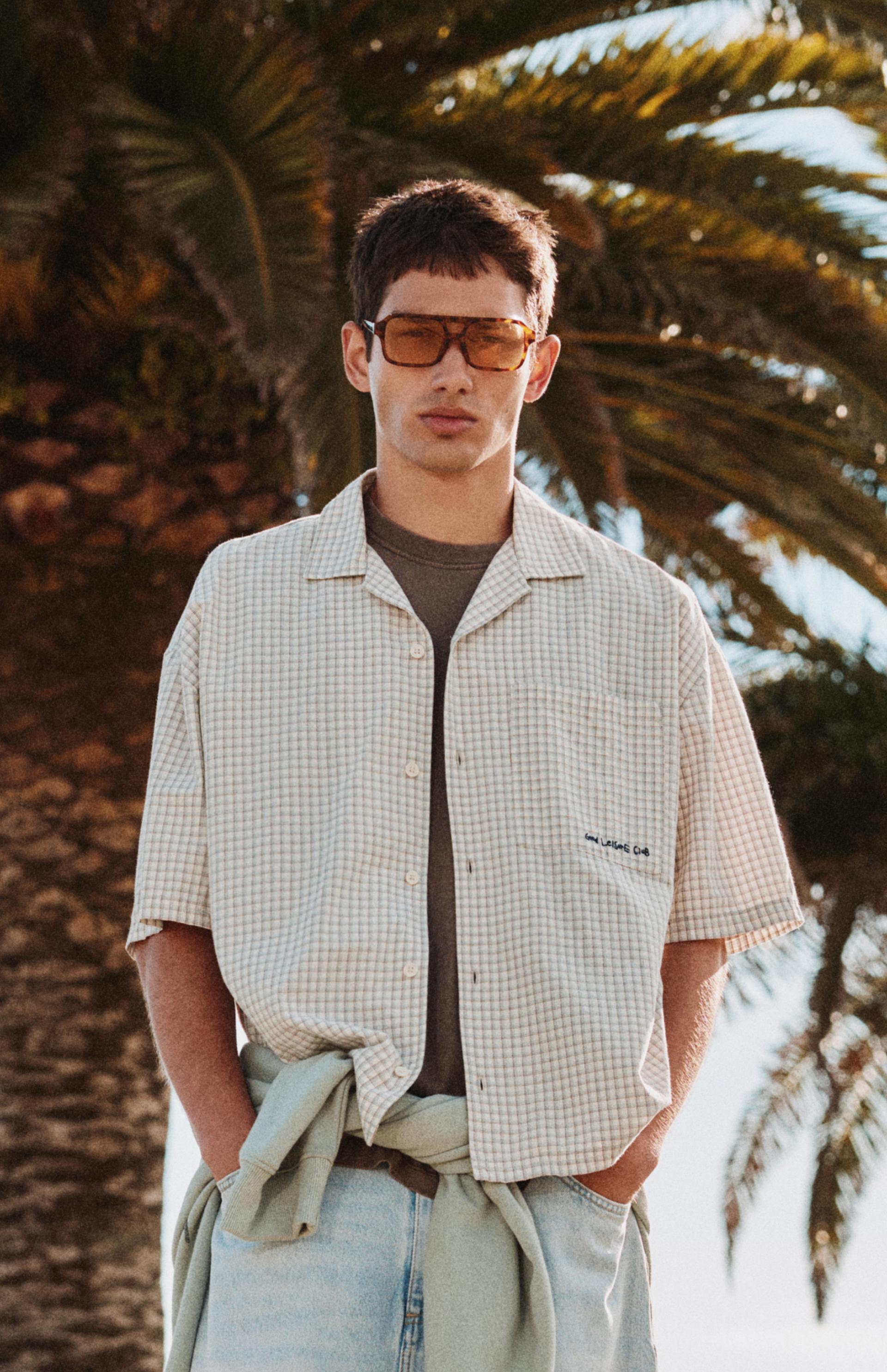 Short sleeve check shirt — Grey marl