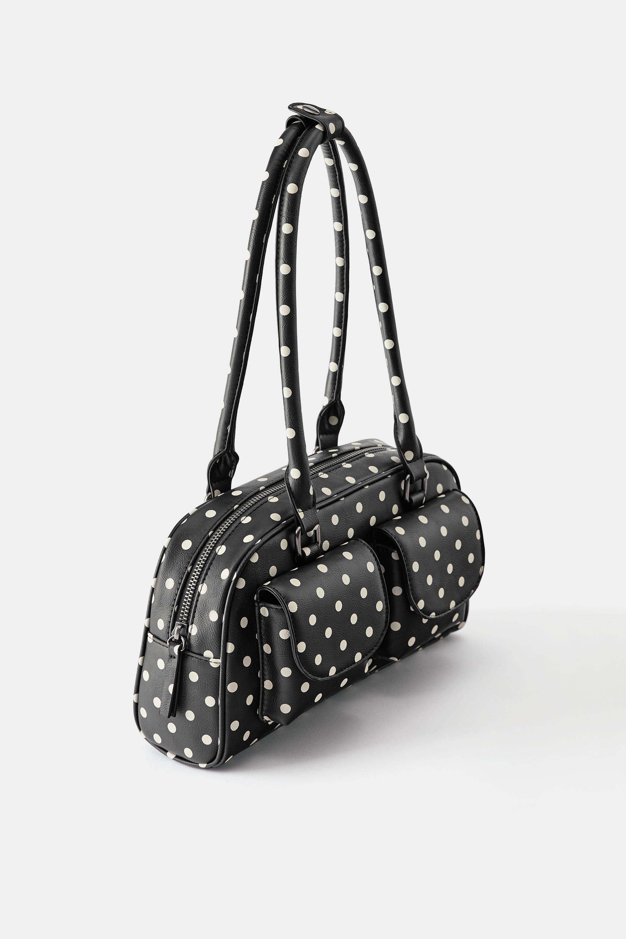 Polka dot multipocket shoulder bag — Black