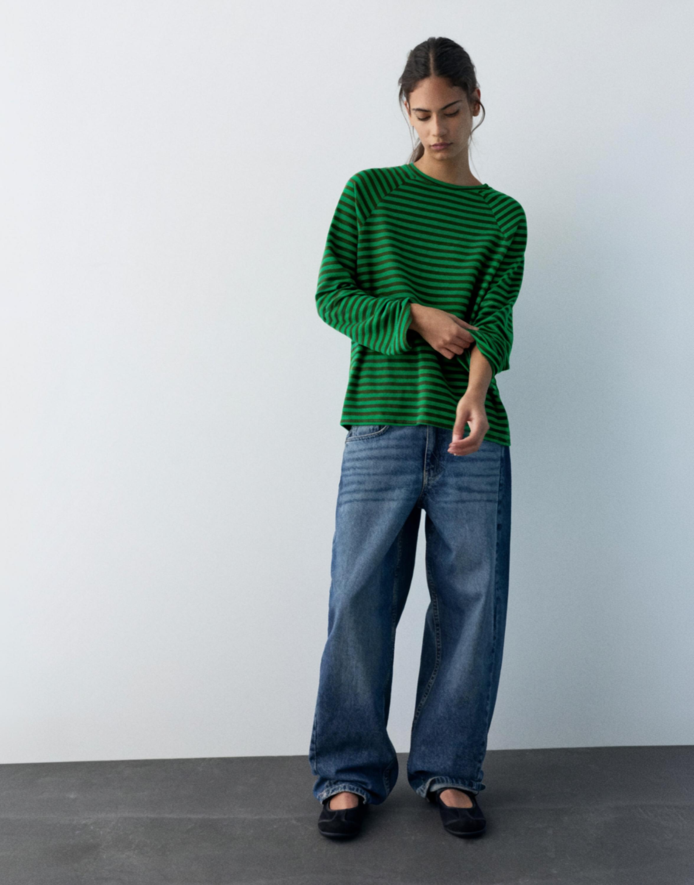 Uzun kollu çizgili tişört - Görsel 9