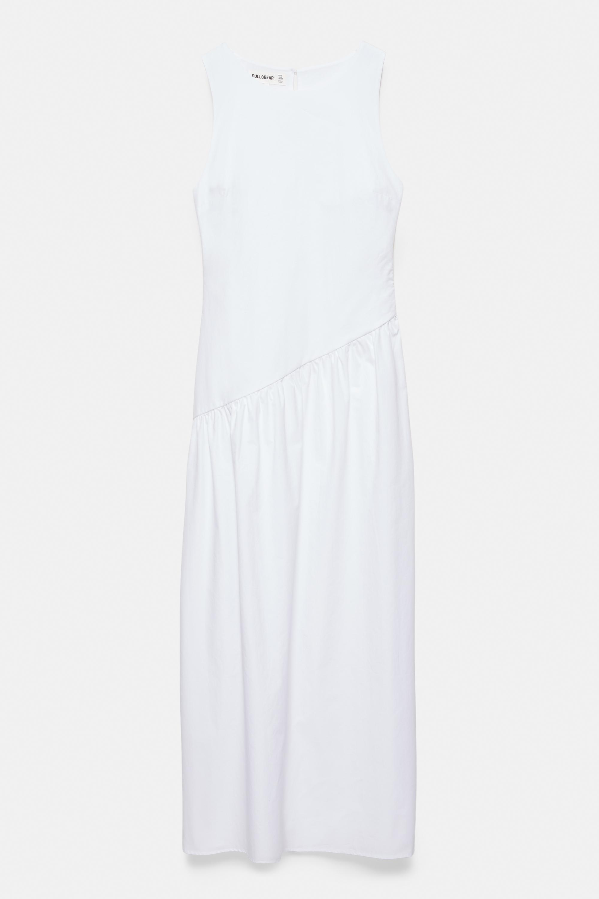 Poplin midi dress — White