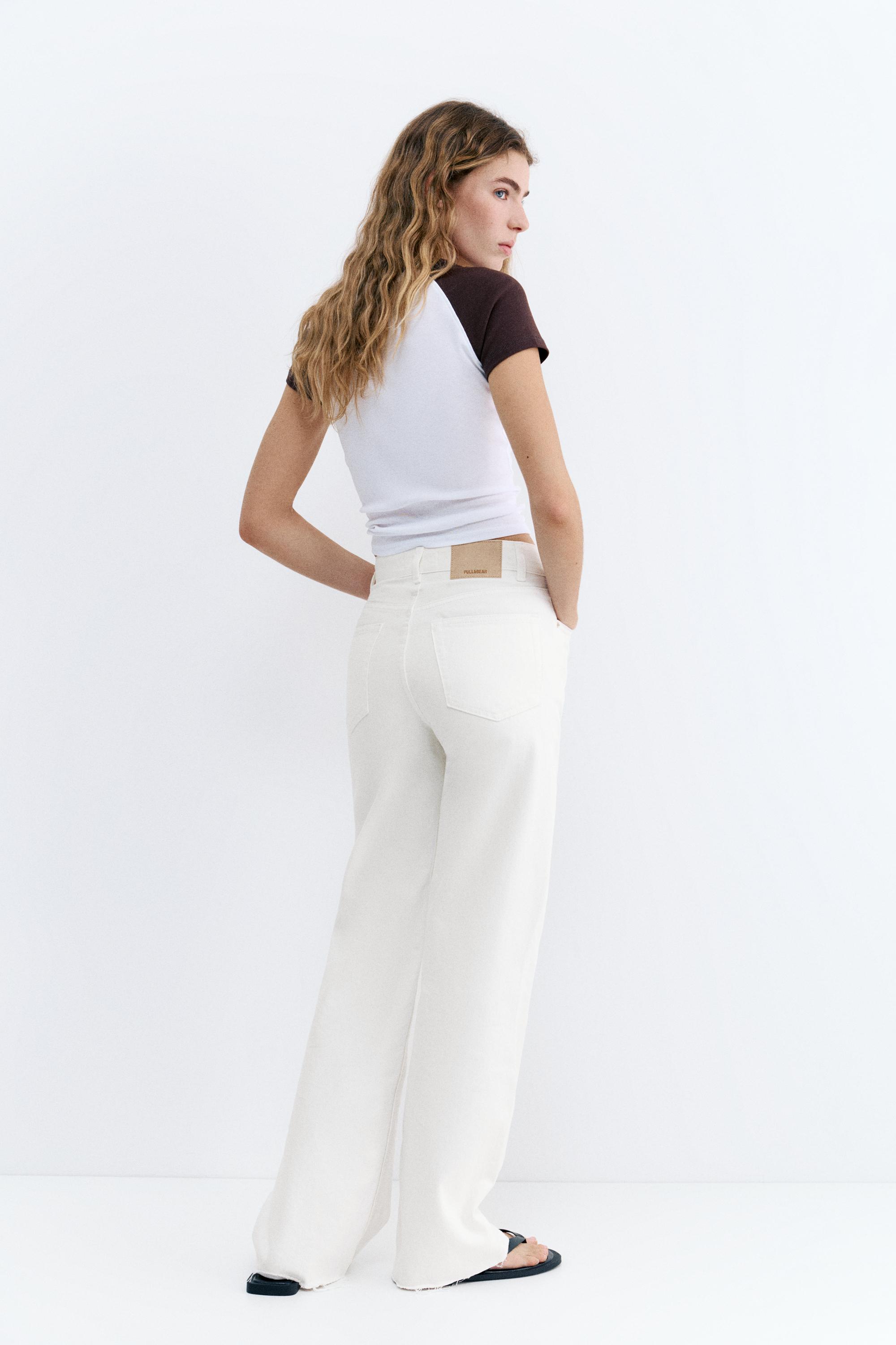 High-waist wide straight-leg jeans — White-t