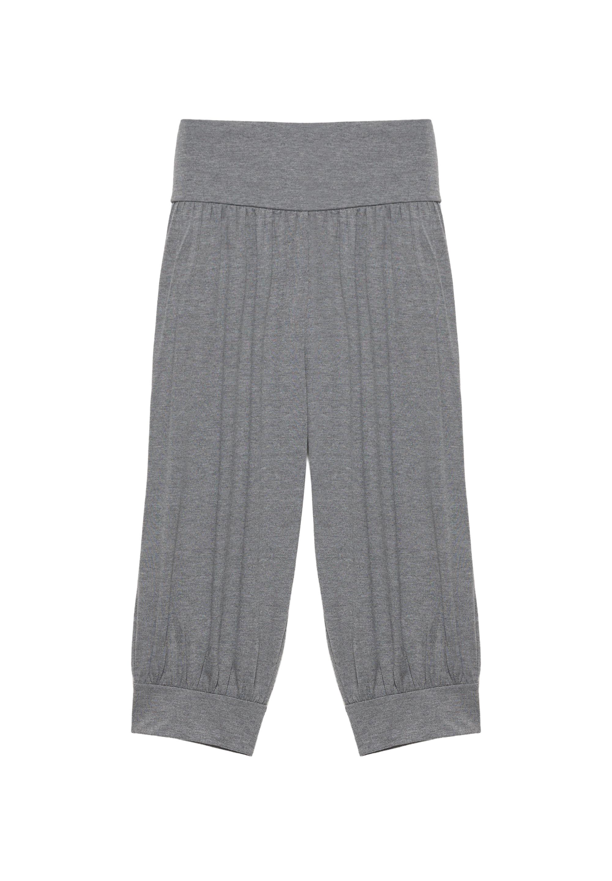 Cropped sarouel trousers — Grey marl