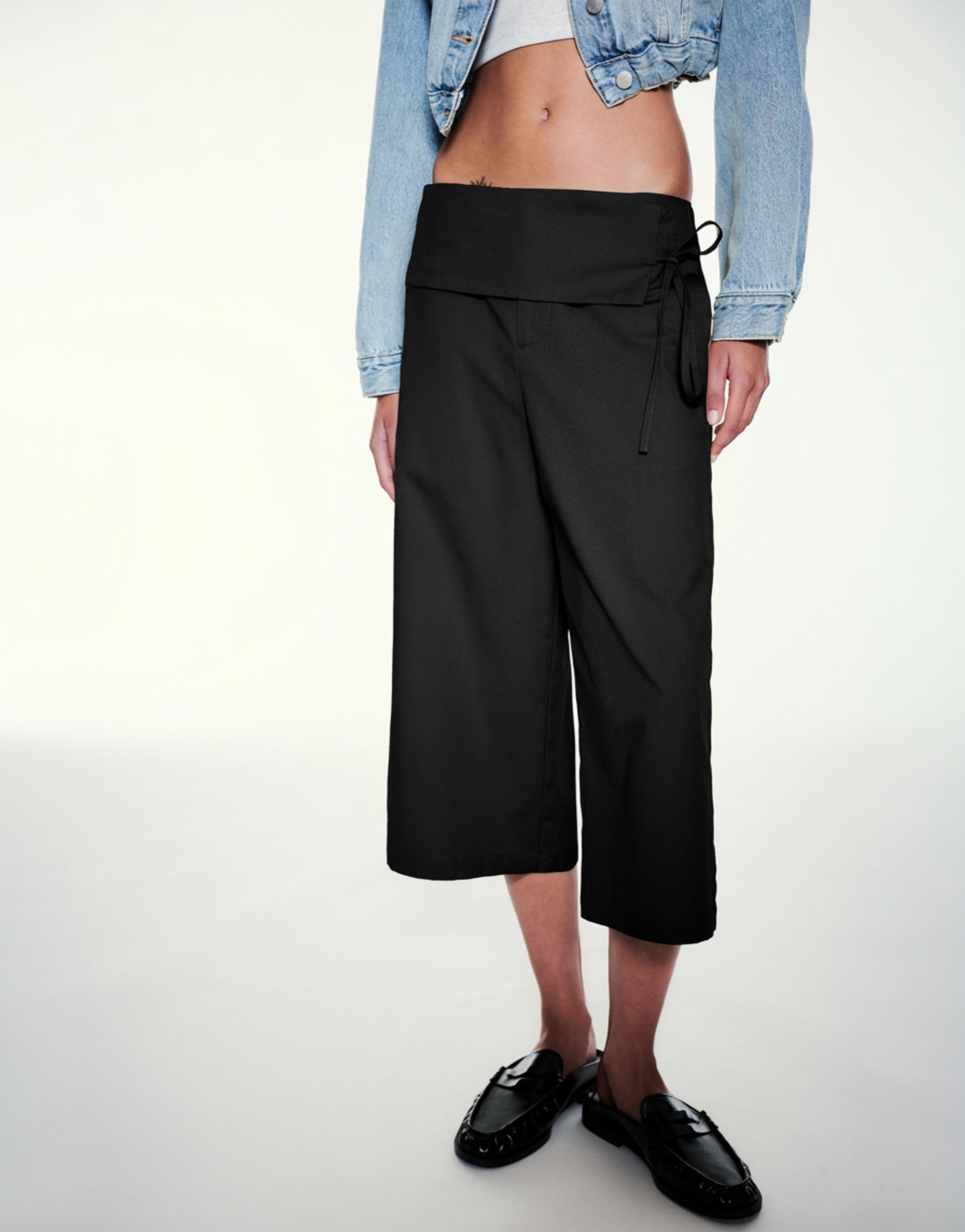 Sash tie culottes — Black
