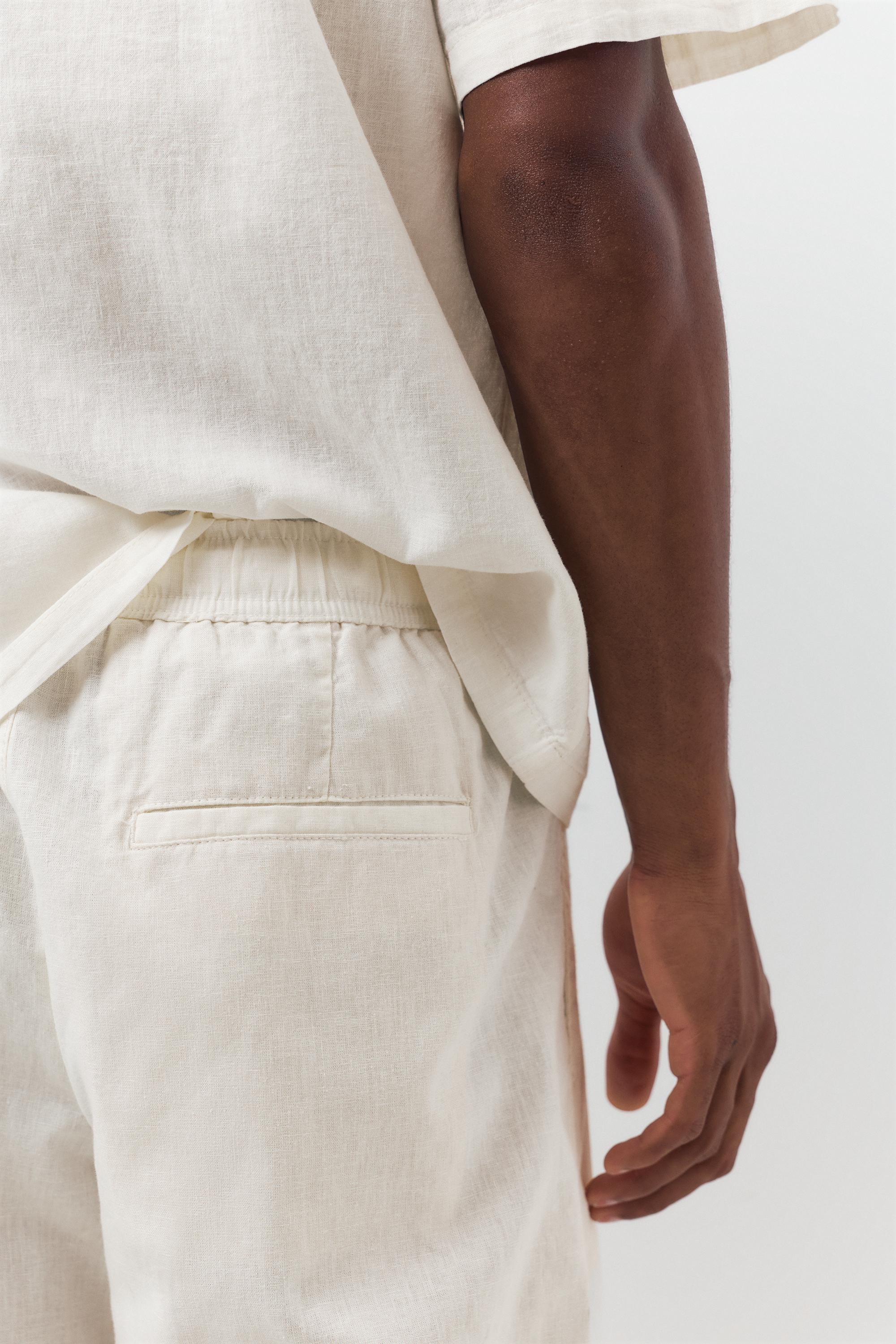 Linen blend jogger trousers — White
