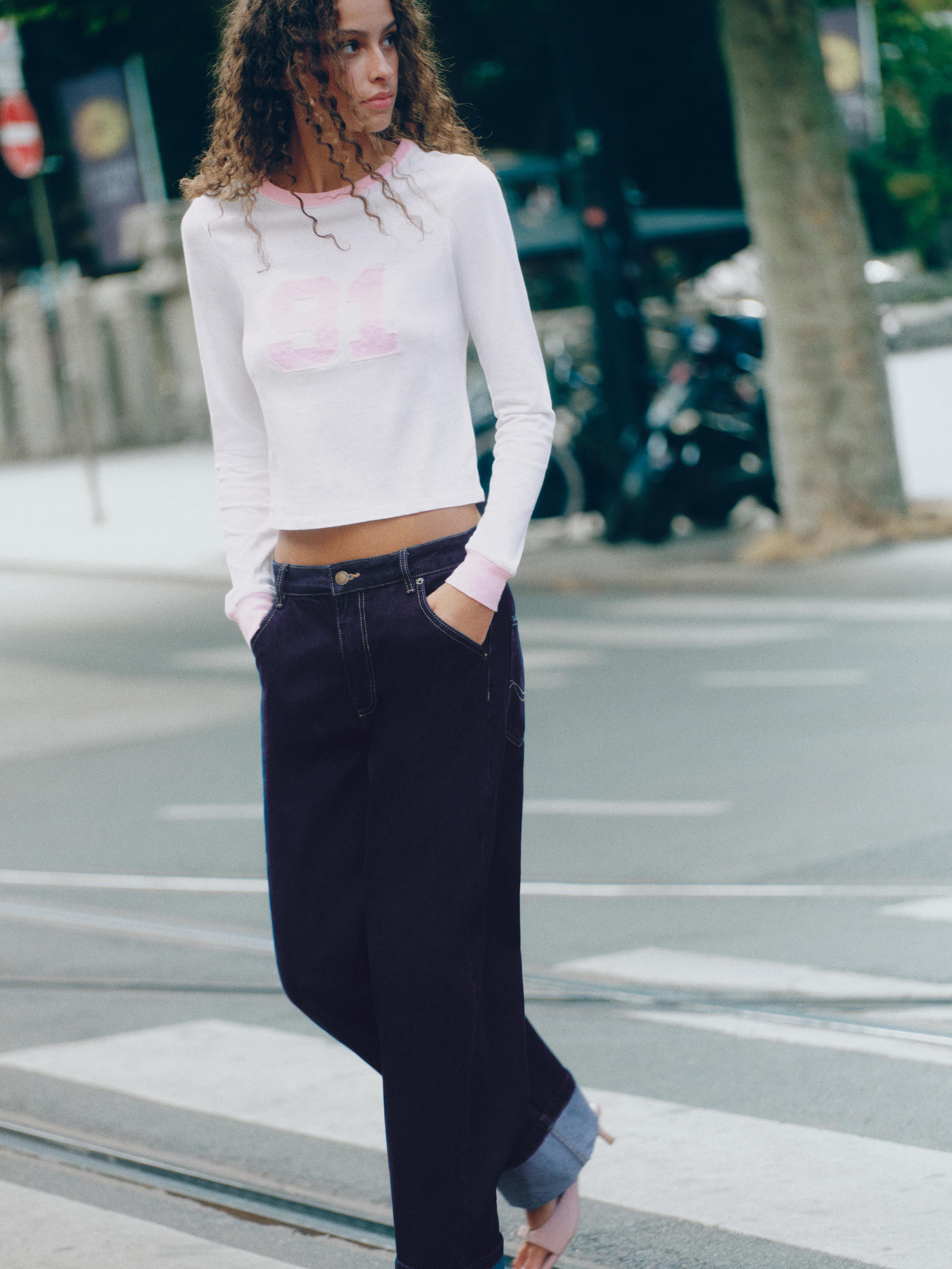 Turn-up hem jeans — Dark navy