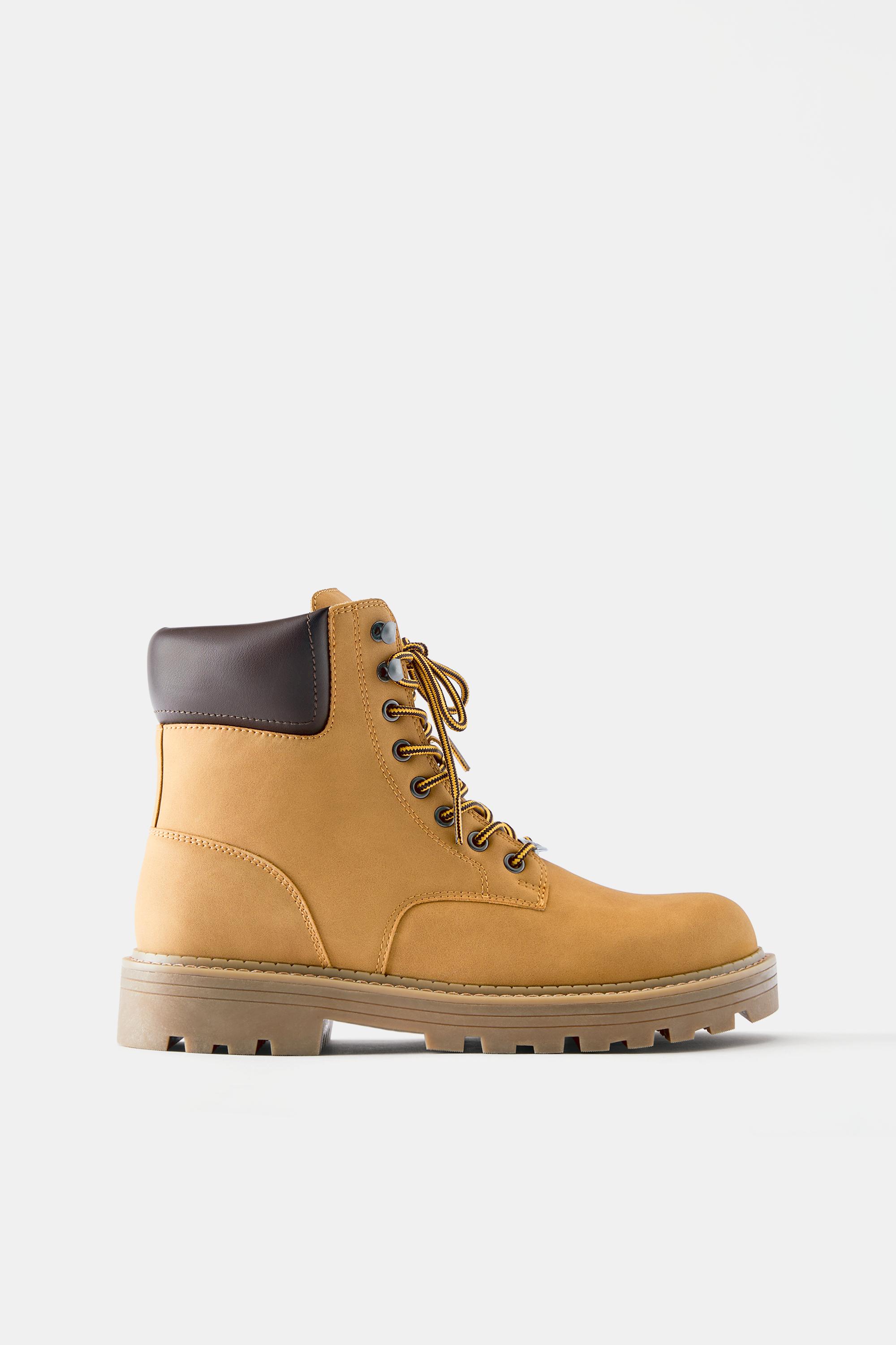 Lace-up boots with detail — Mustard
