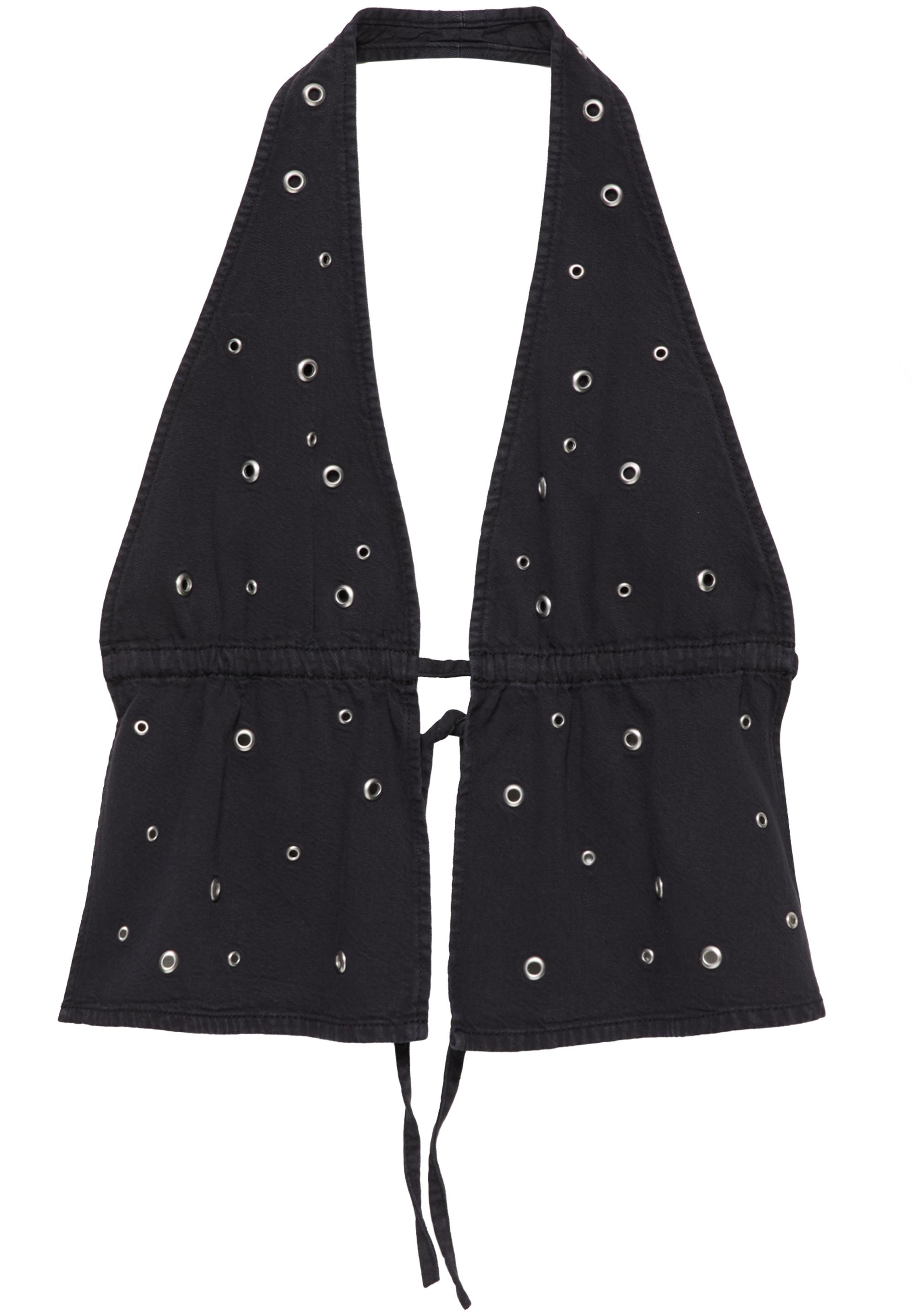 Eyelet halter top — Black