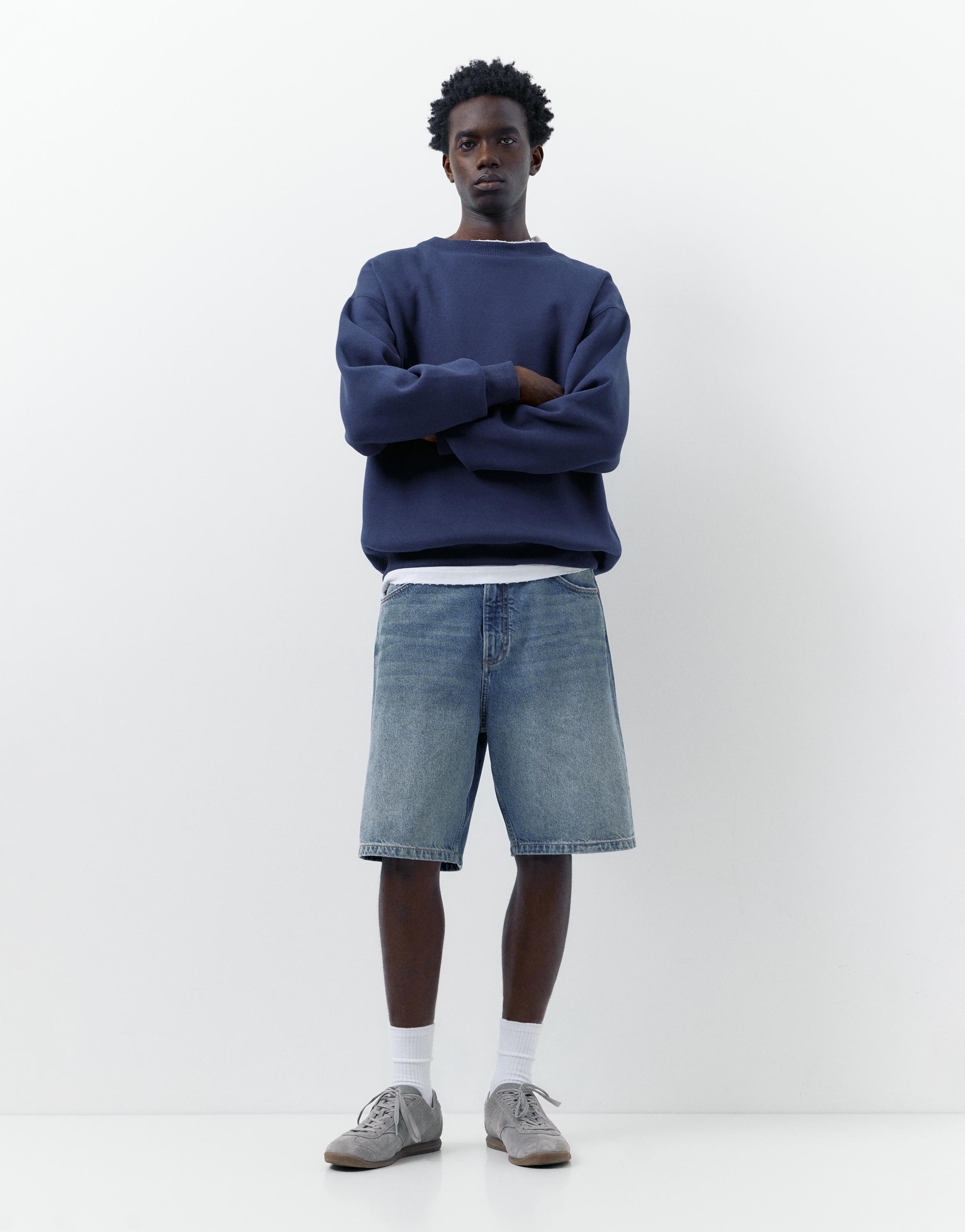 Baggy denim Bermuda shorts — Medium blue