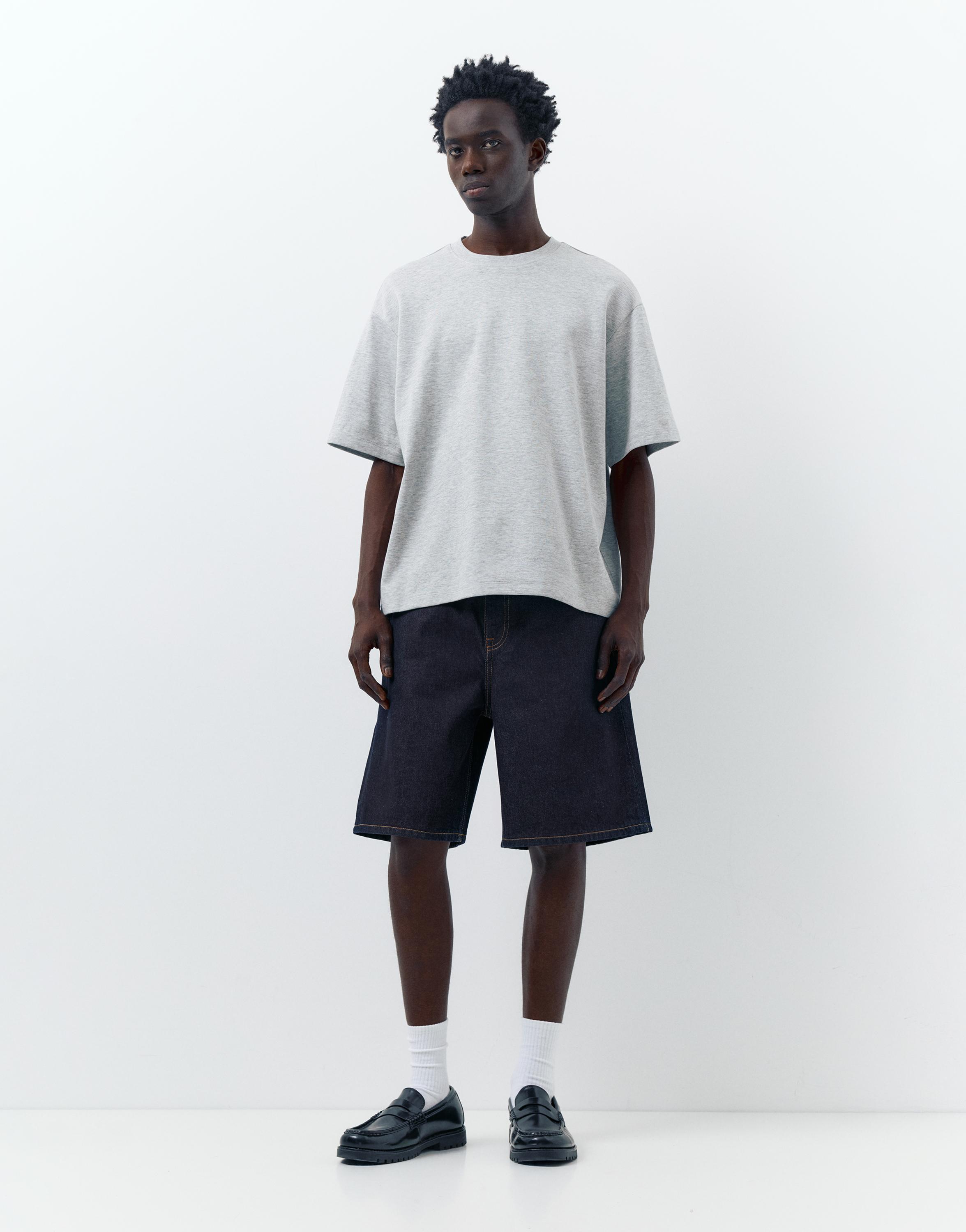 Baggy relaxed fit denim bermuda - Görsel 26