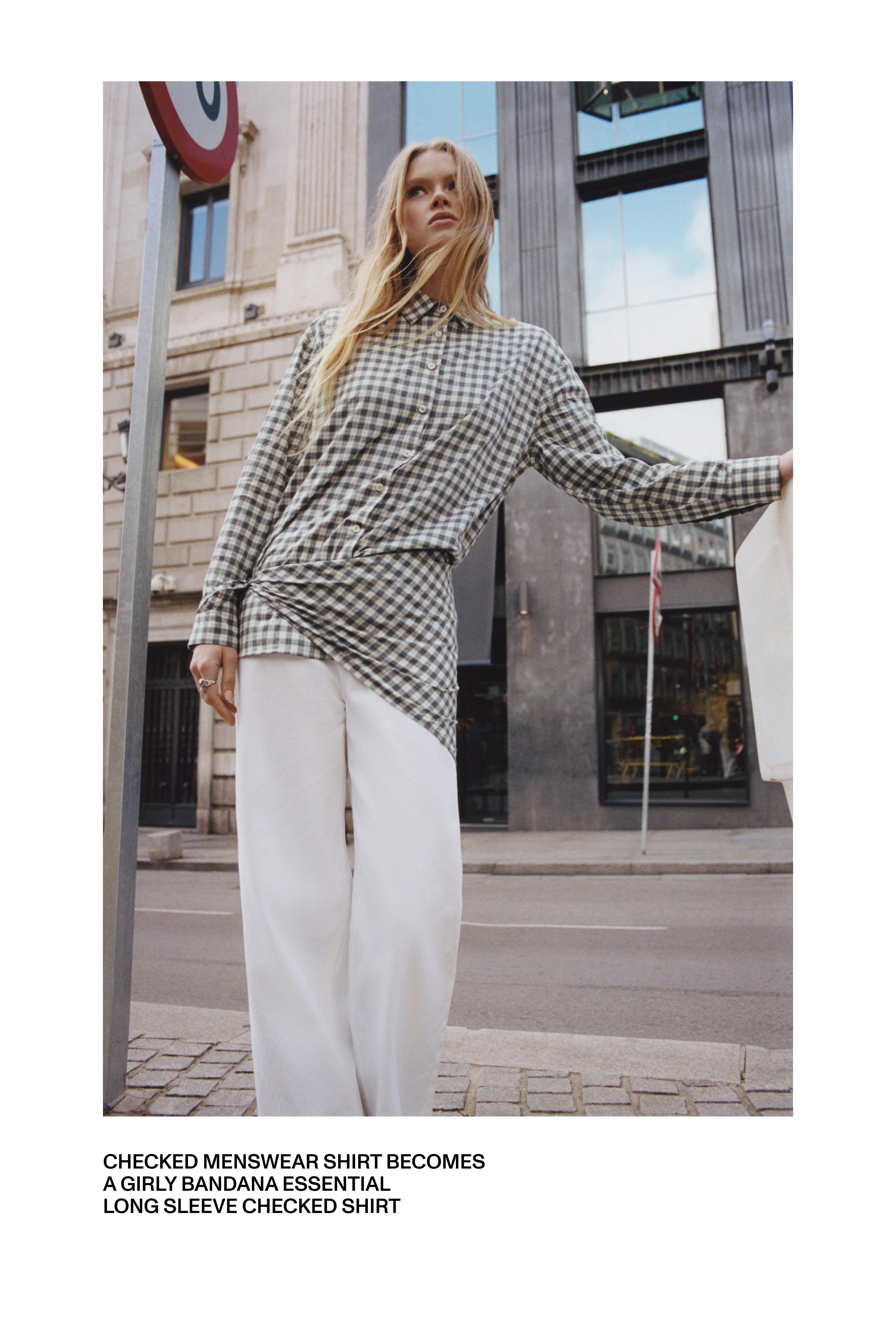 Çok konumlu bandana detaylı kareli gömlek - Görsel 23