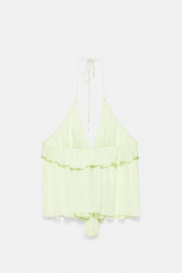 Halter top with ruffles — Apple green 6