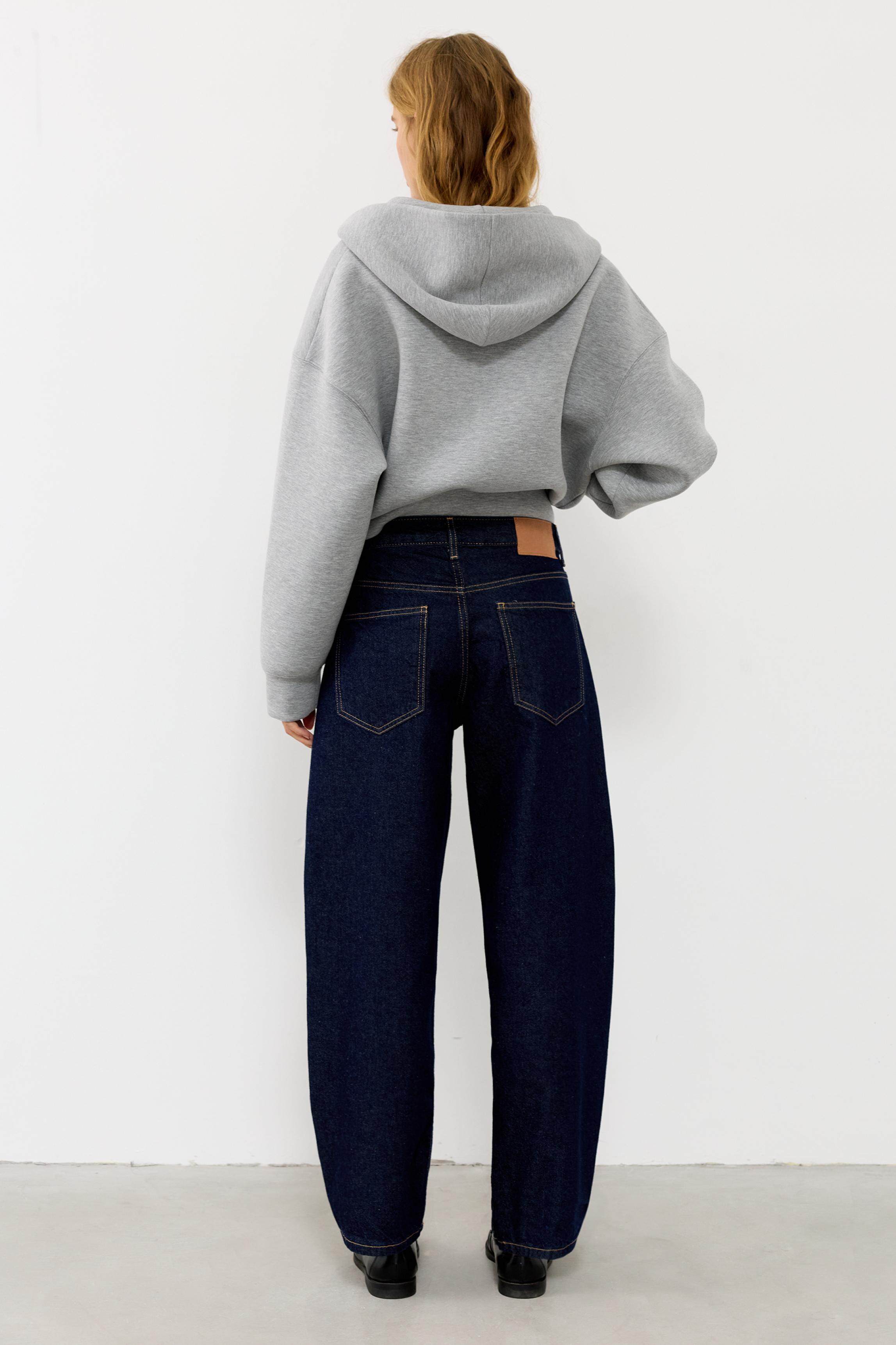 Low-rise barrel jeans — Navy