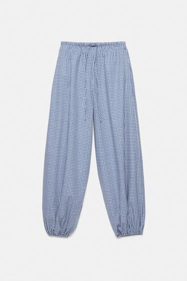 Check sarouel trousers — Medium blue 4