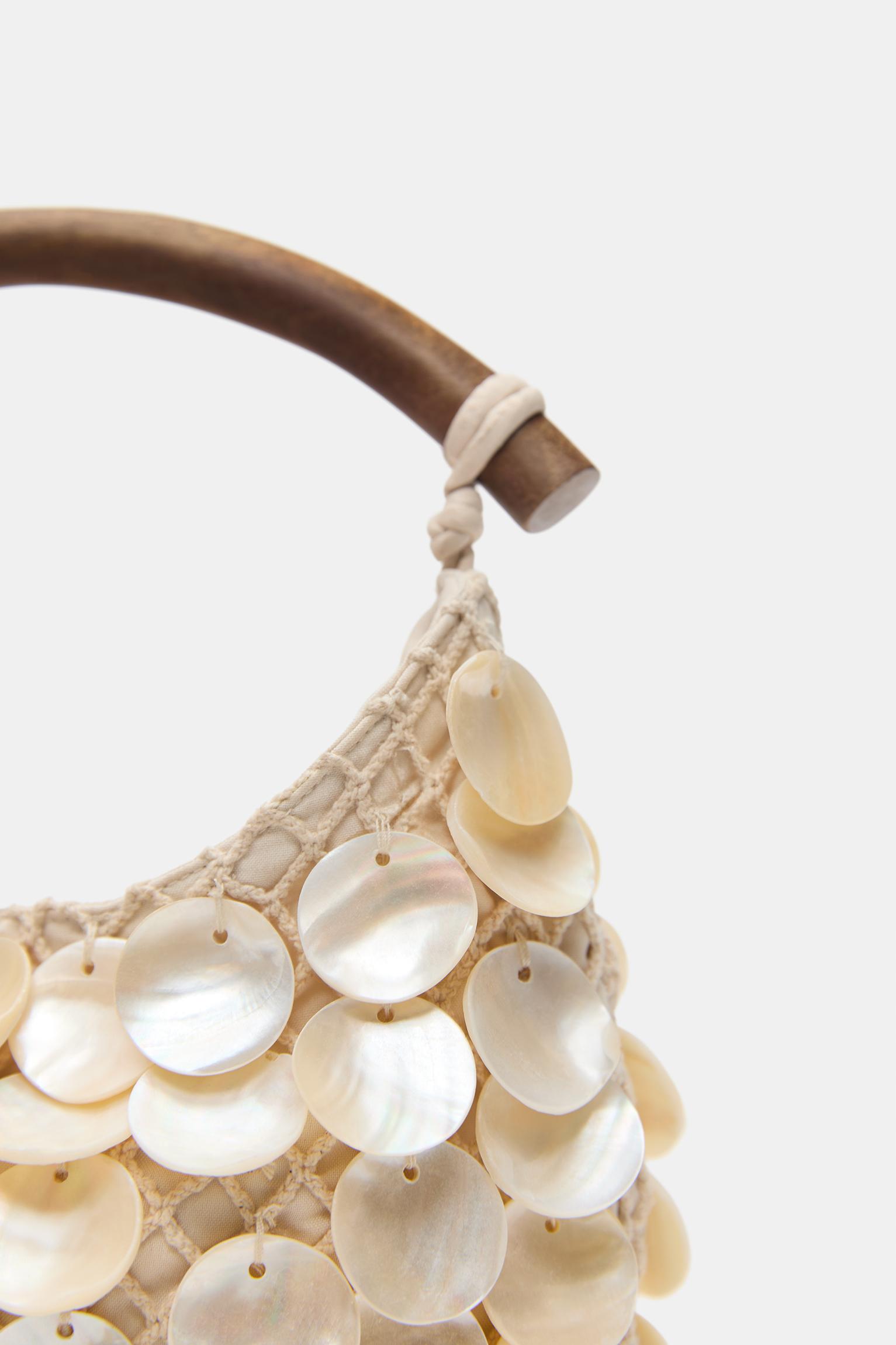Beaded handbag — Ecru
