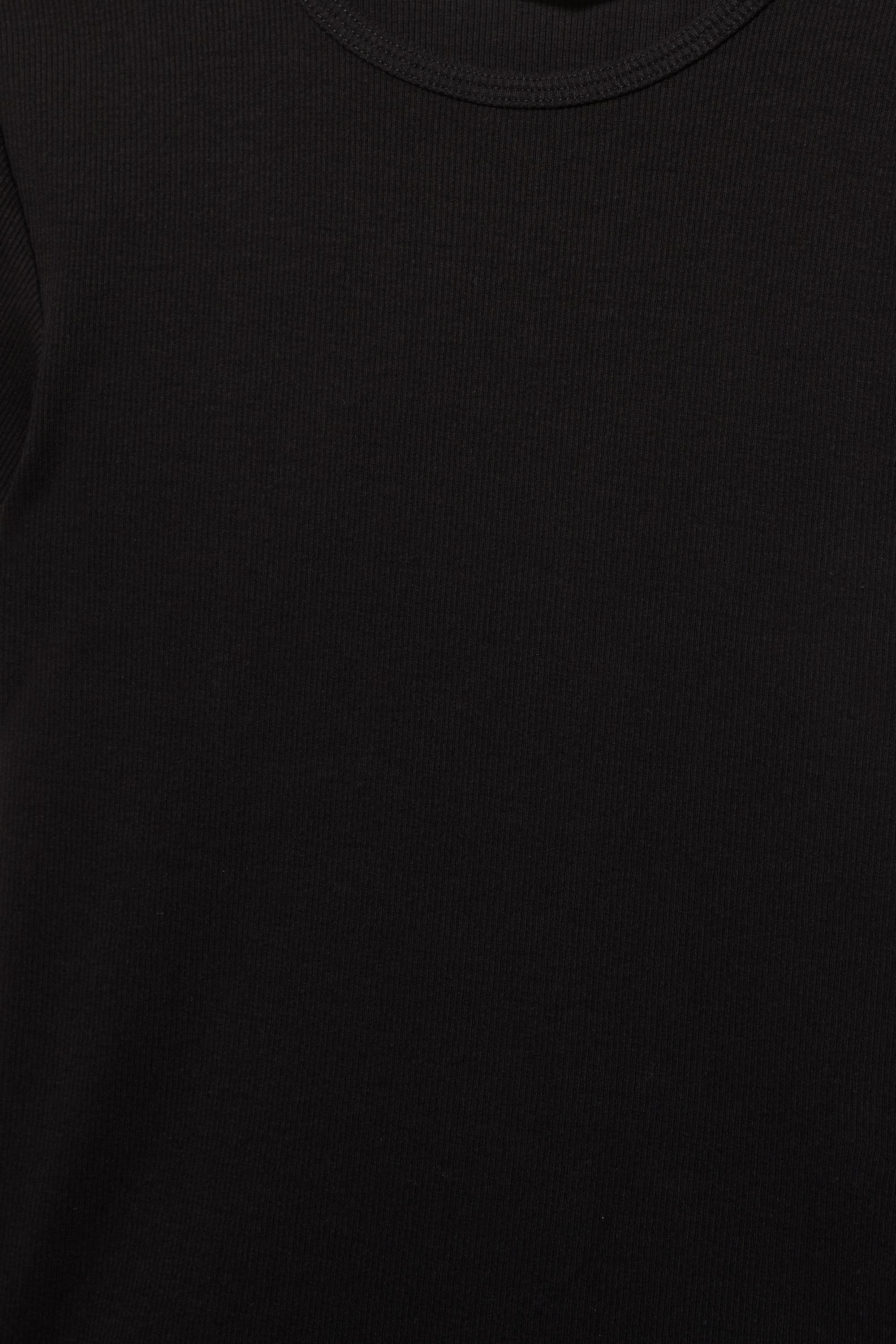 Ribbed short sleeve T-shirt — Black