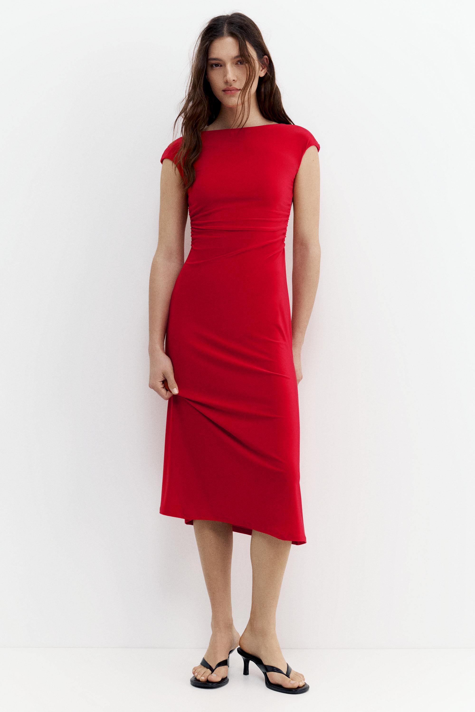 Sırtı açık midi elbise - Görsel 13