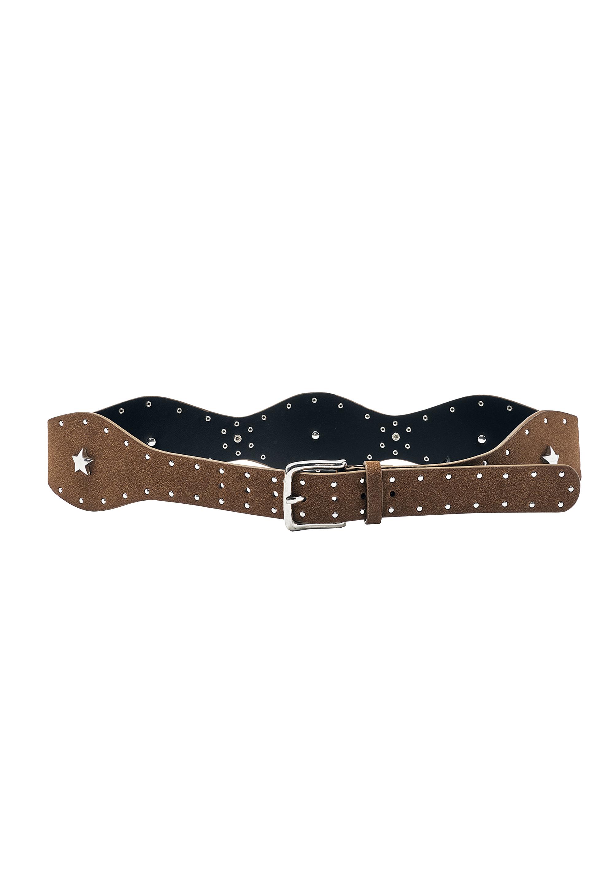 Wide wave and star belt — Brown