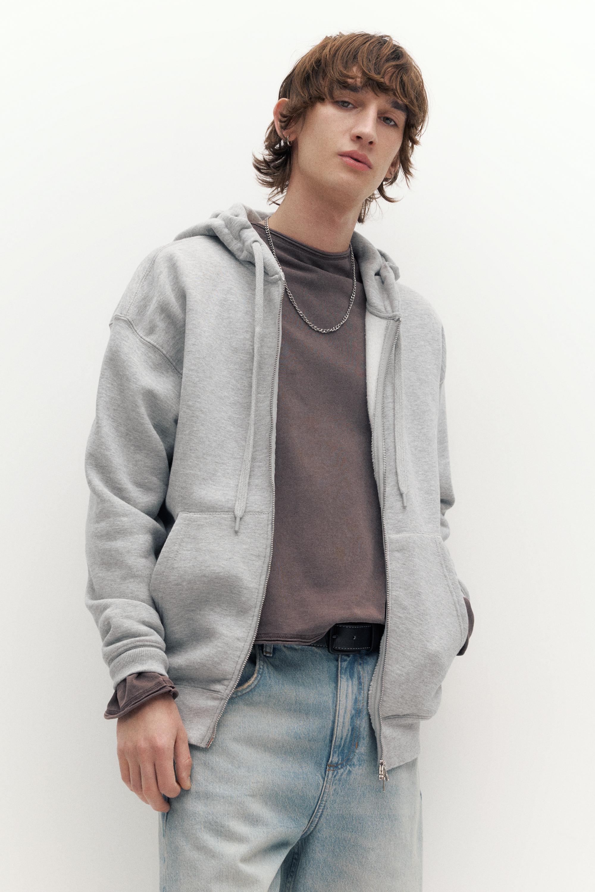 Felpa Basic Con Cappuccio E Zip