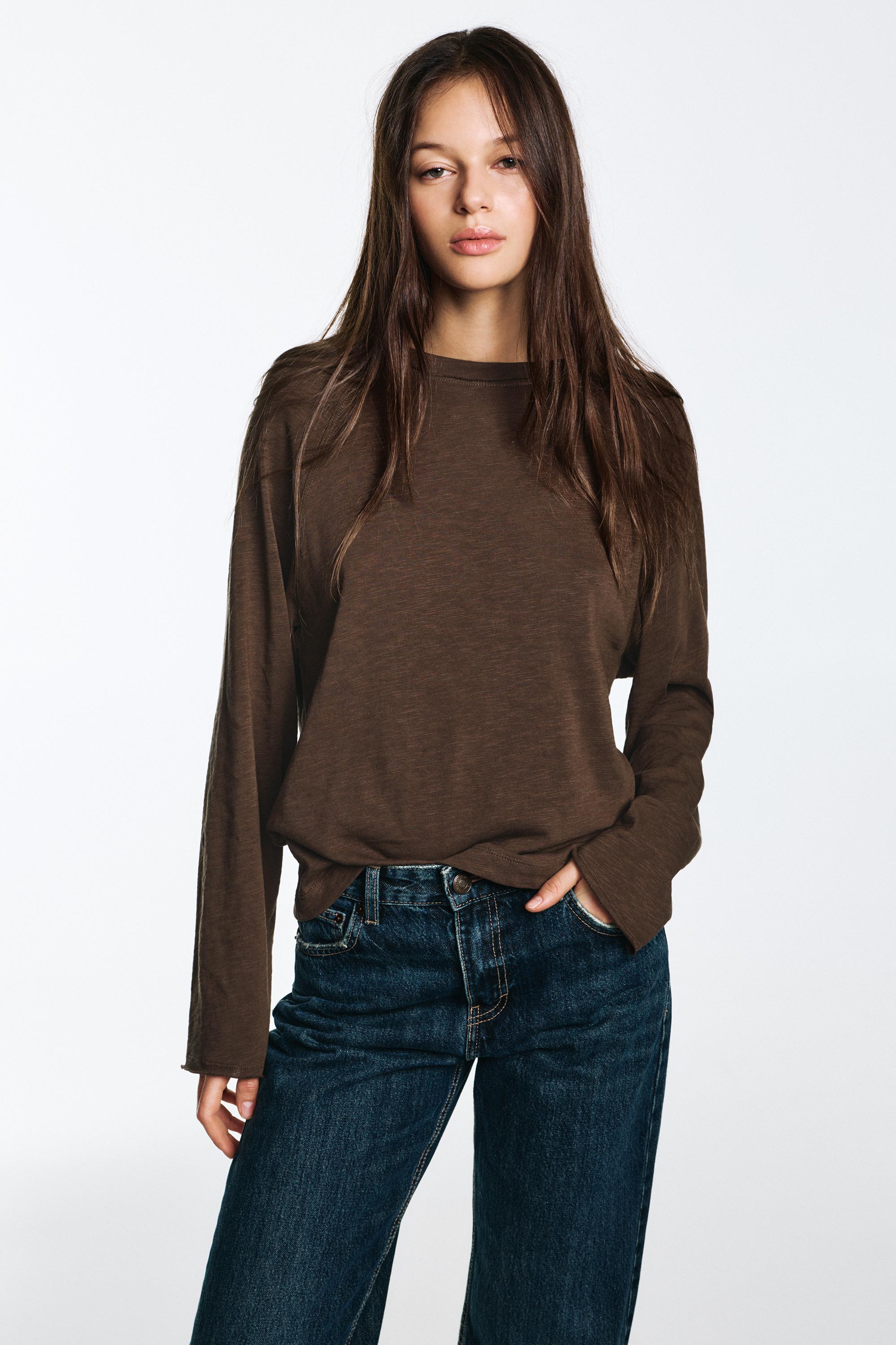 Long sleeve raglan T-shirt — Brown