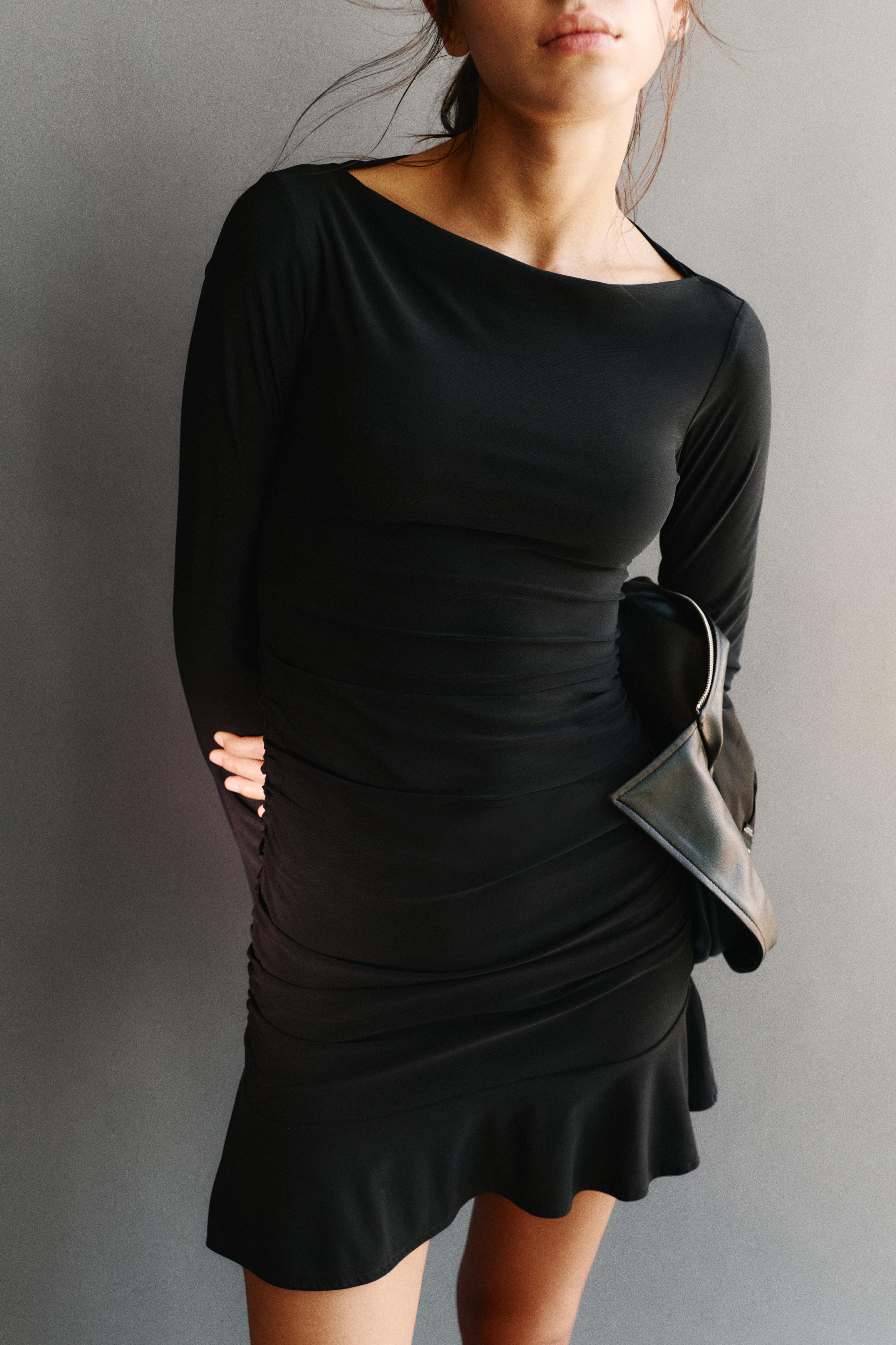 Gathered short dress — Black