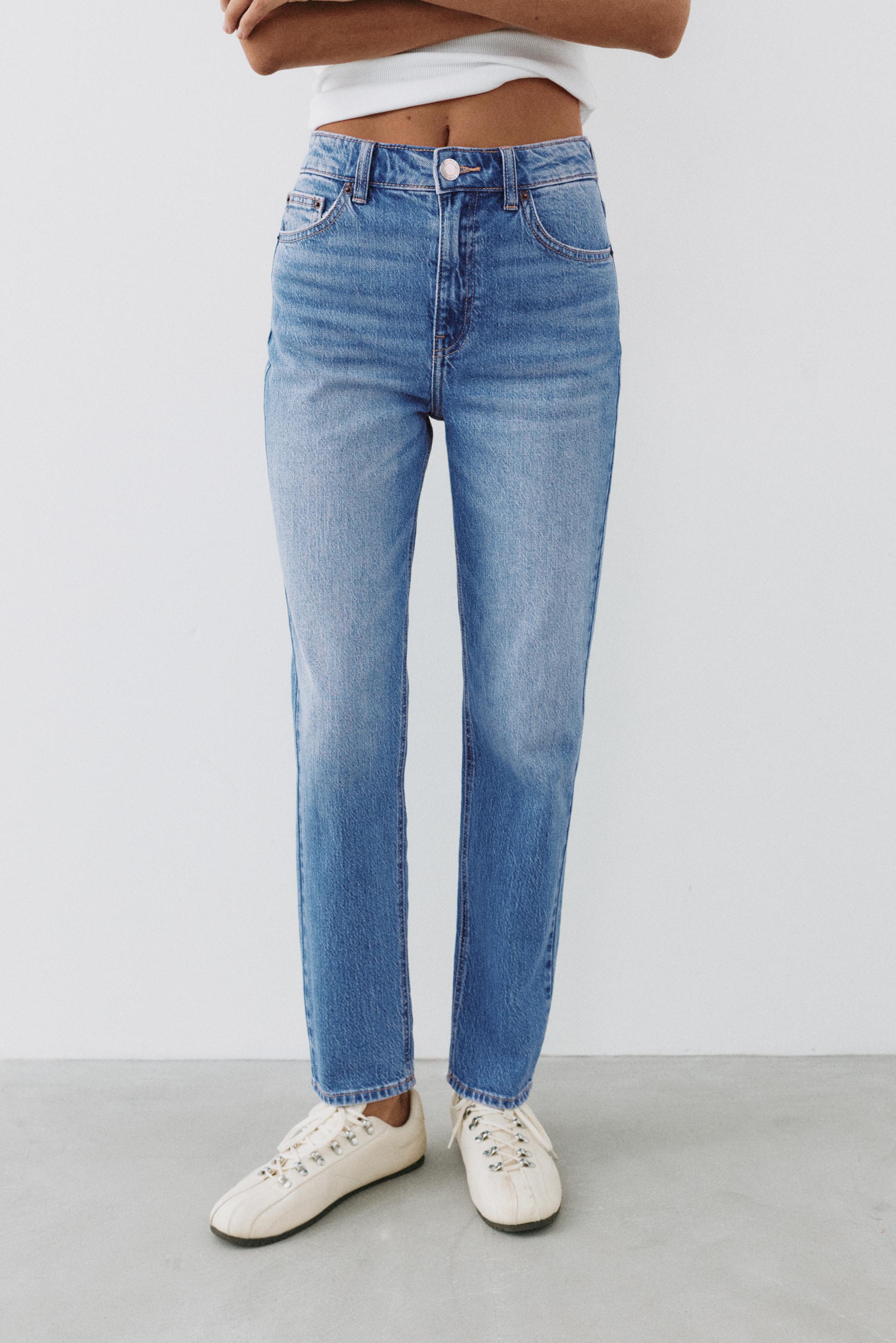 High-waist slim fit jeans — Medium blue