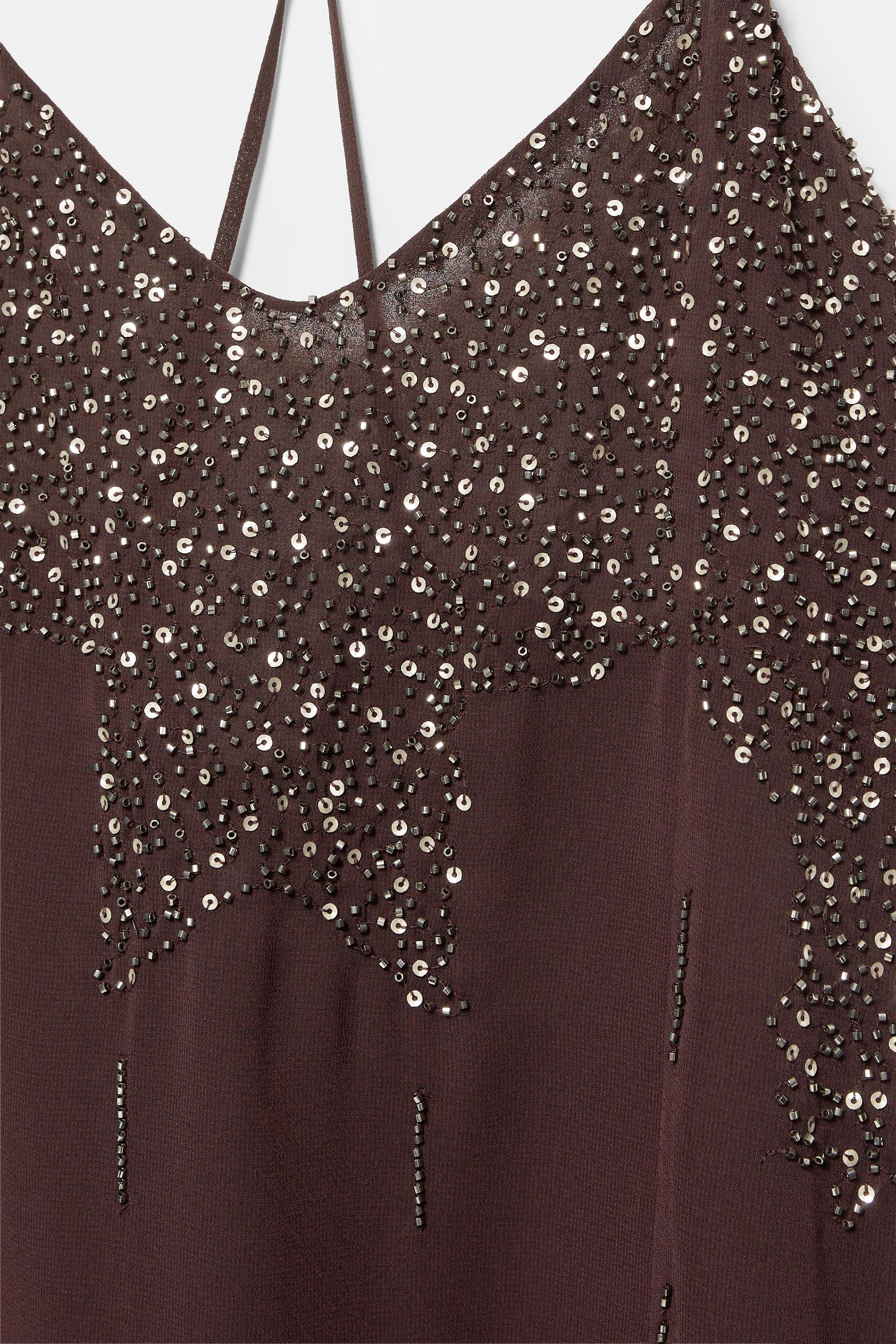 Sequin strappy dress — Wine