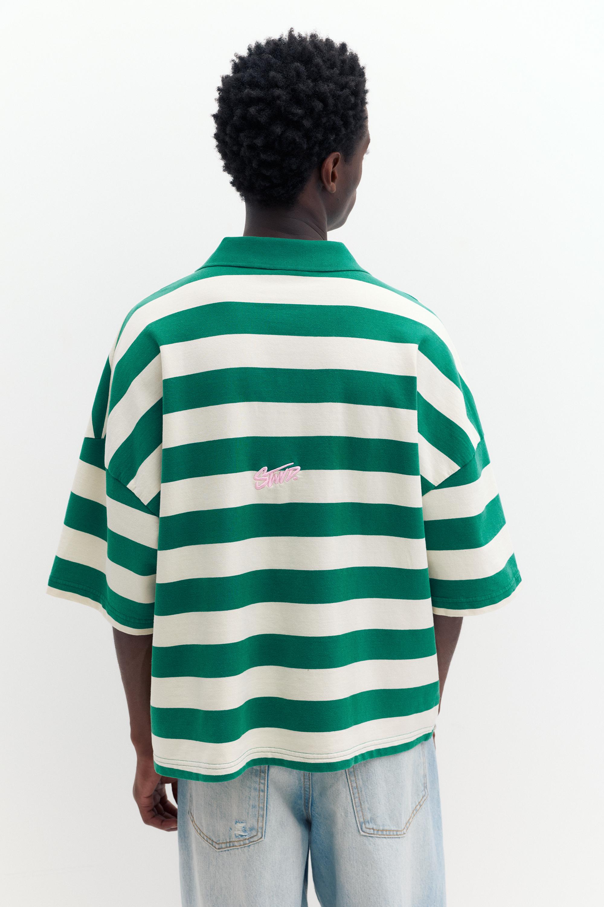 Çizgili boxy polo t-shirt - Görsel 2