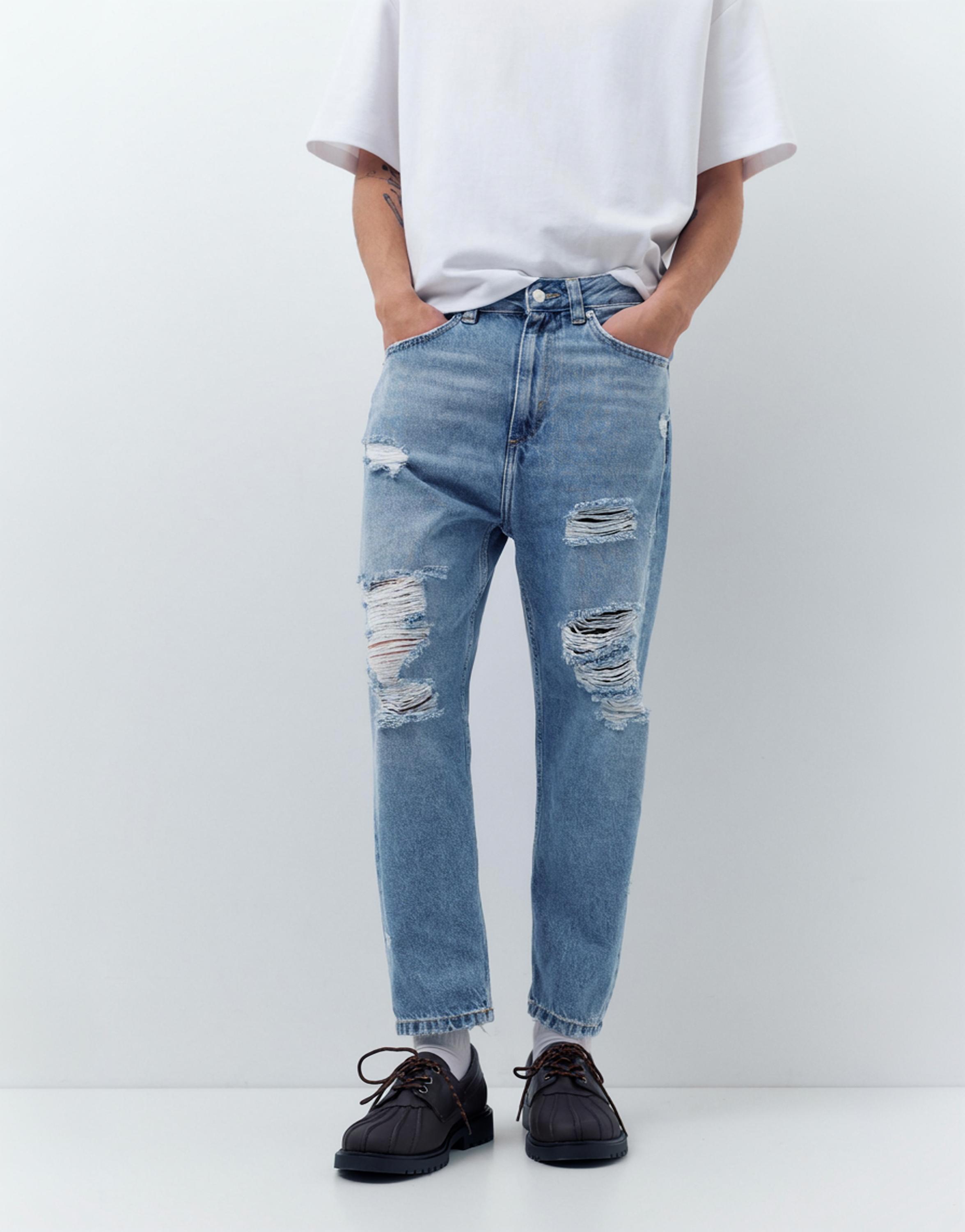 Relaxed fit ripped jeans — Pale indigo