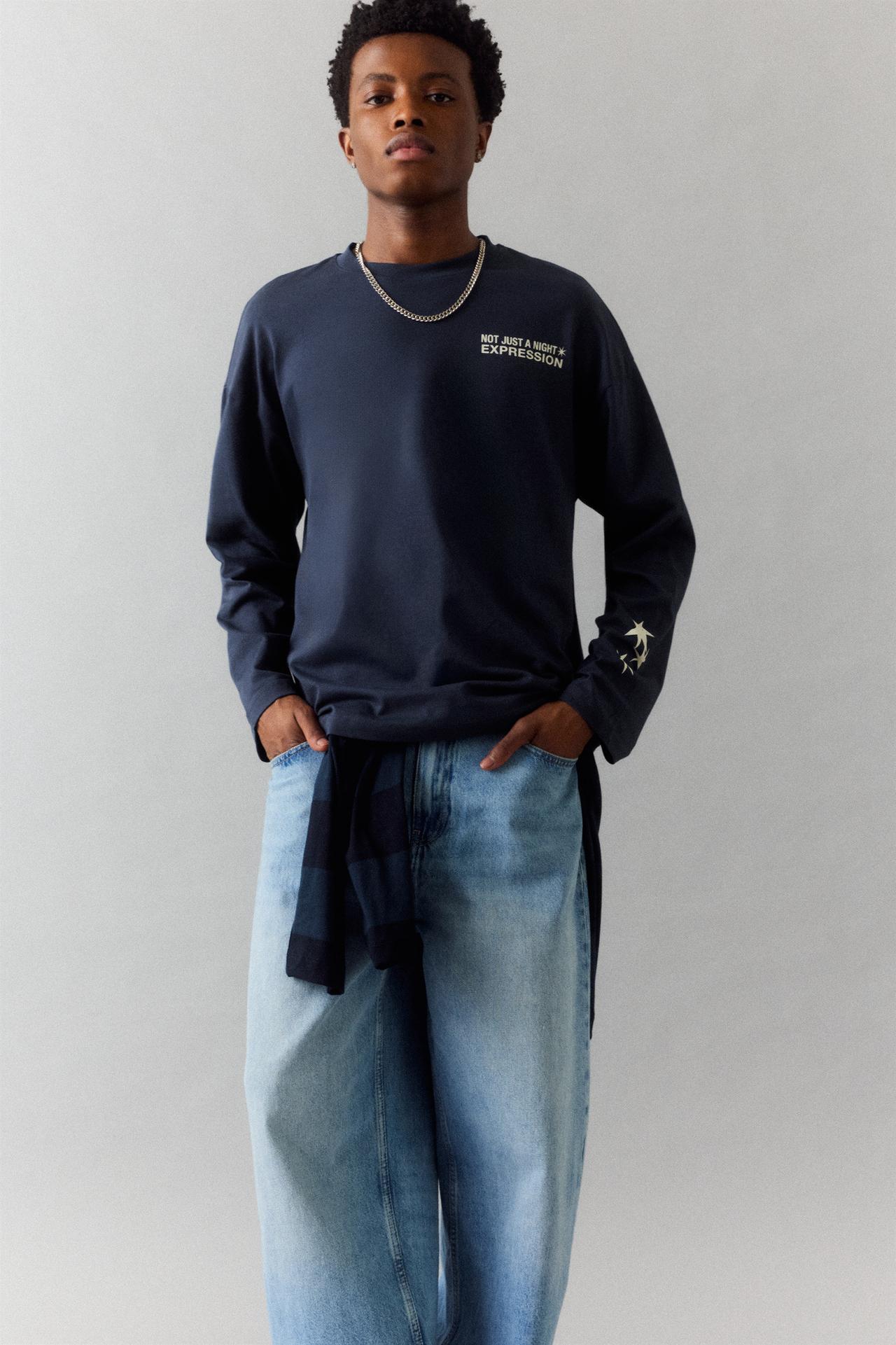 Star slogan T-shirt — Navy