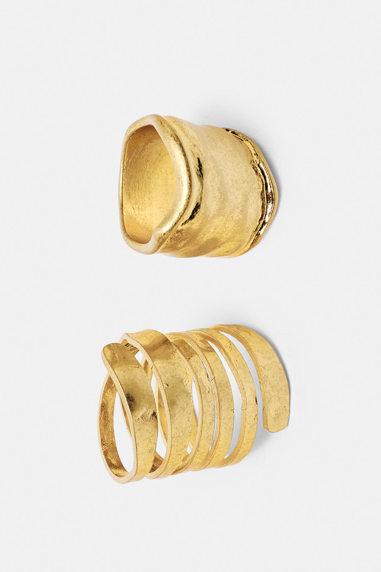 Pack of wide spiral rings — Gold