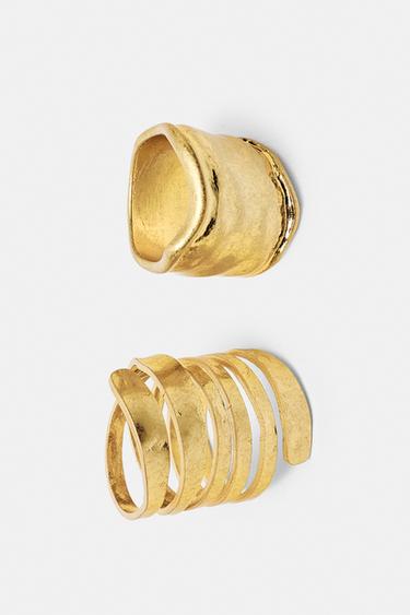 Pack of wide spiral rings — Gold 4