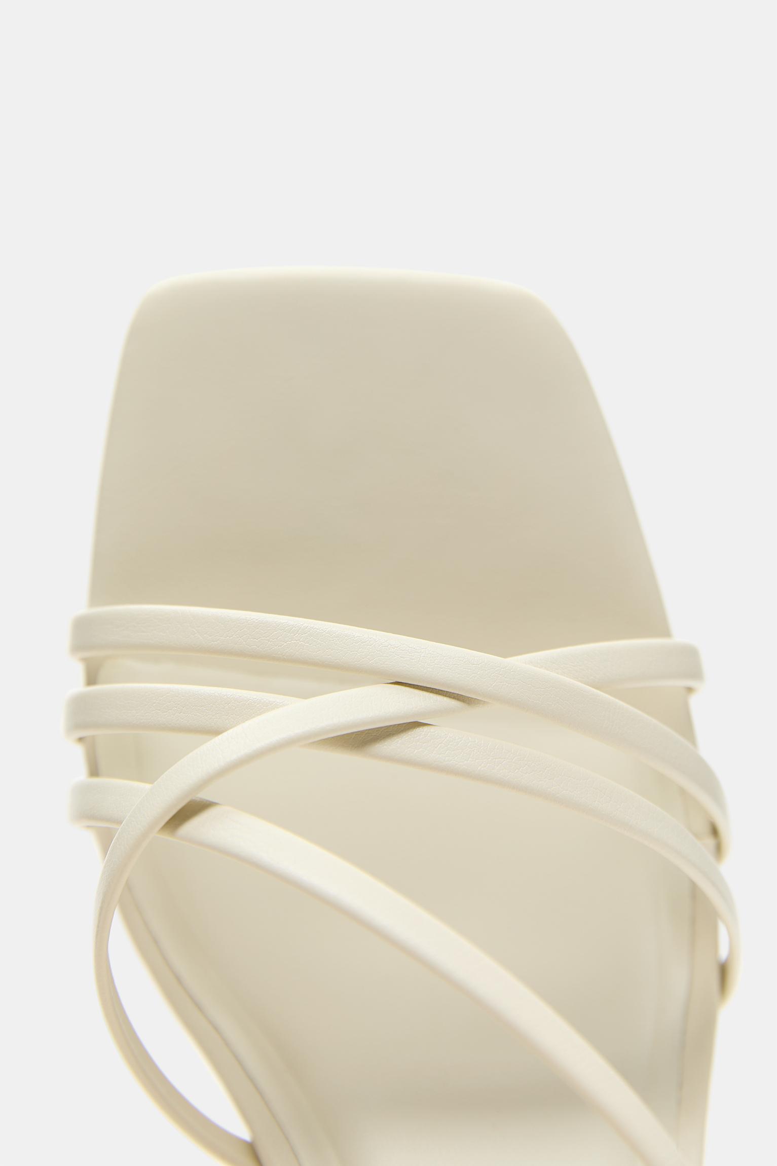 Strappy high-heel sandals — Ecru
