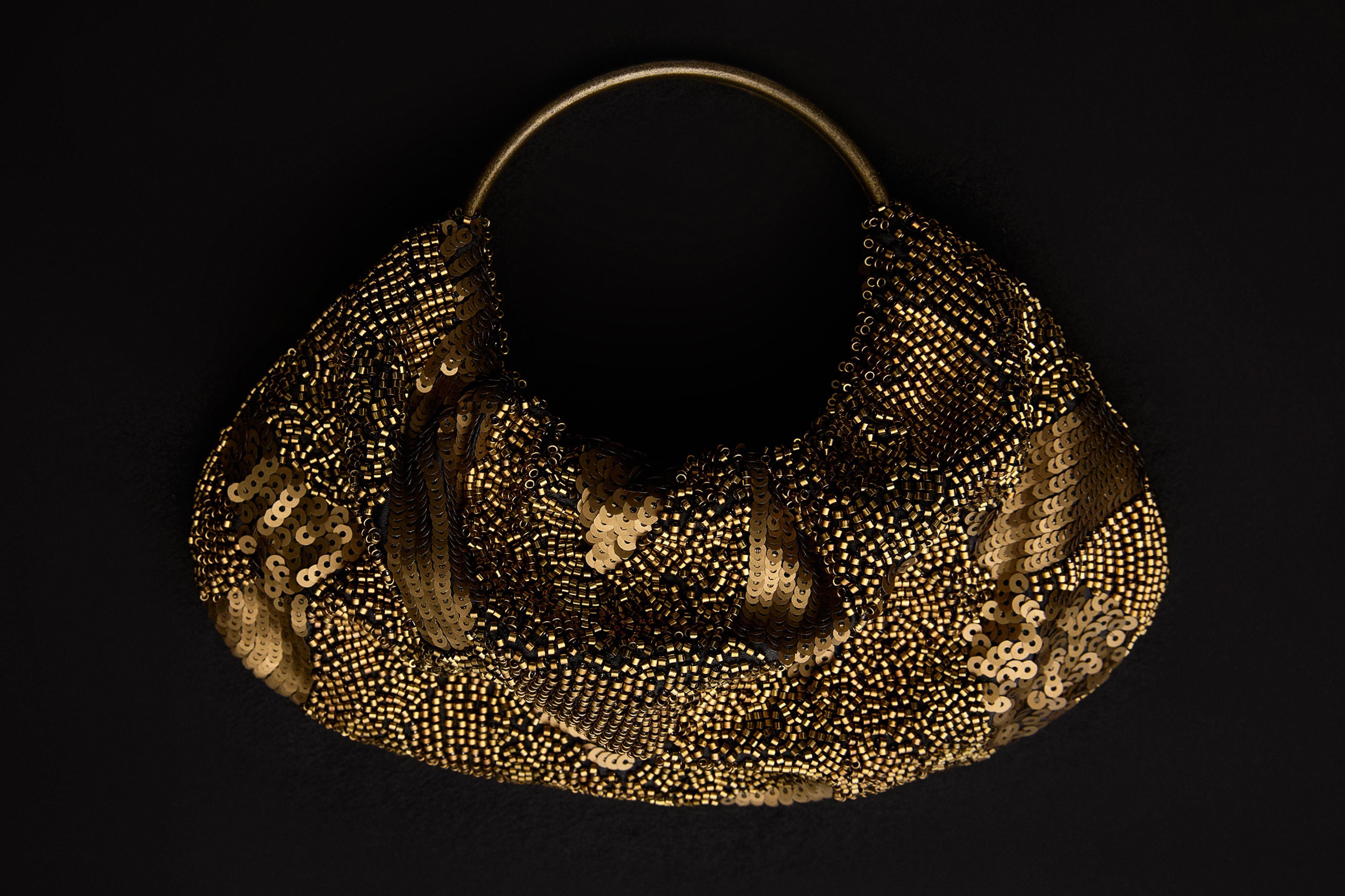 Metalik saplı boncuklu çanta - Görsel 14