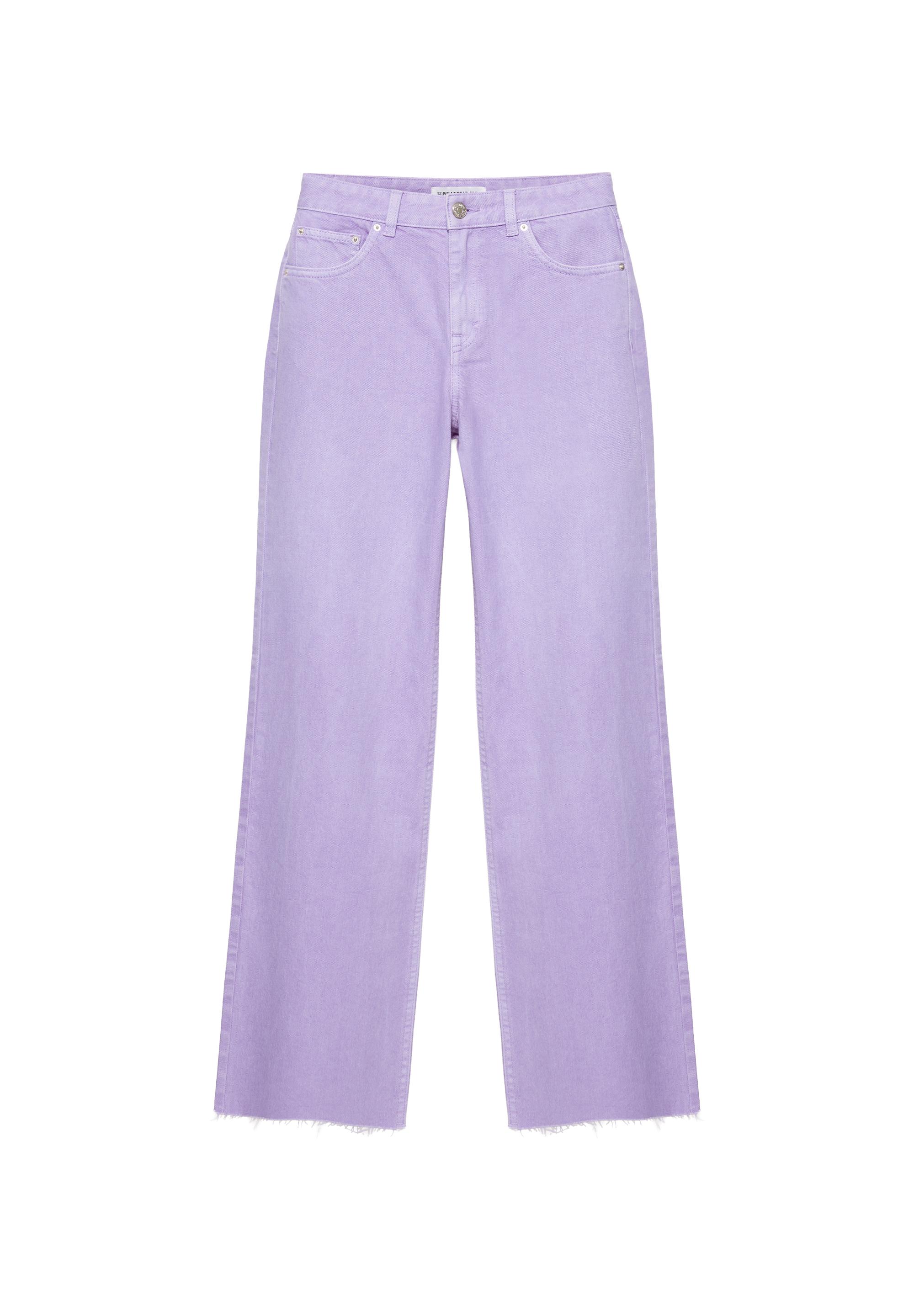 High-waist wide straight-leg jeans — Lilac