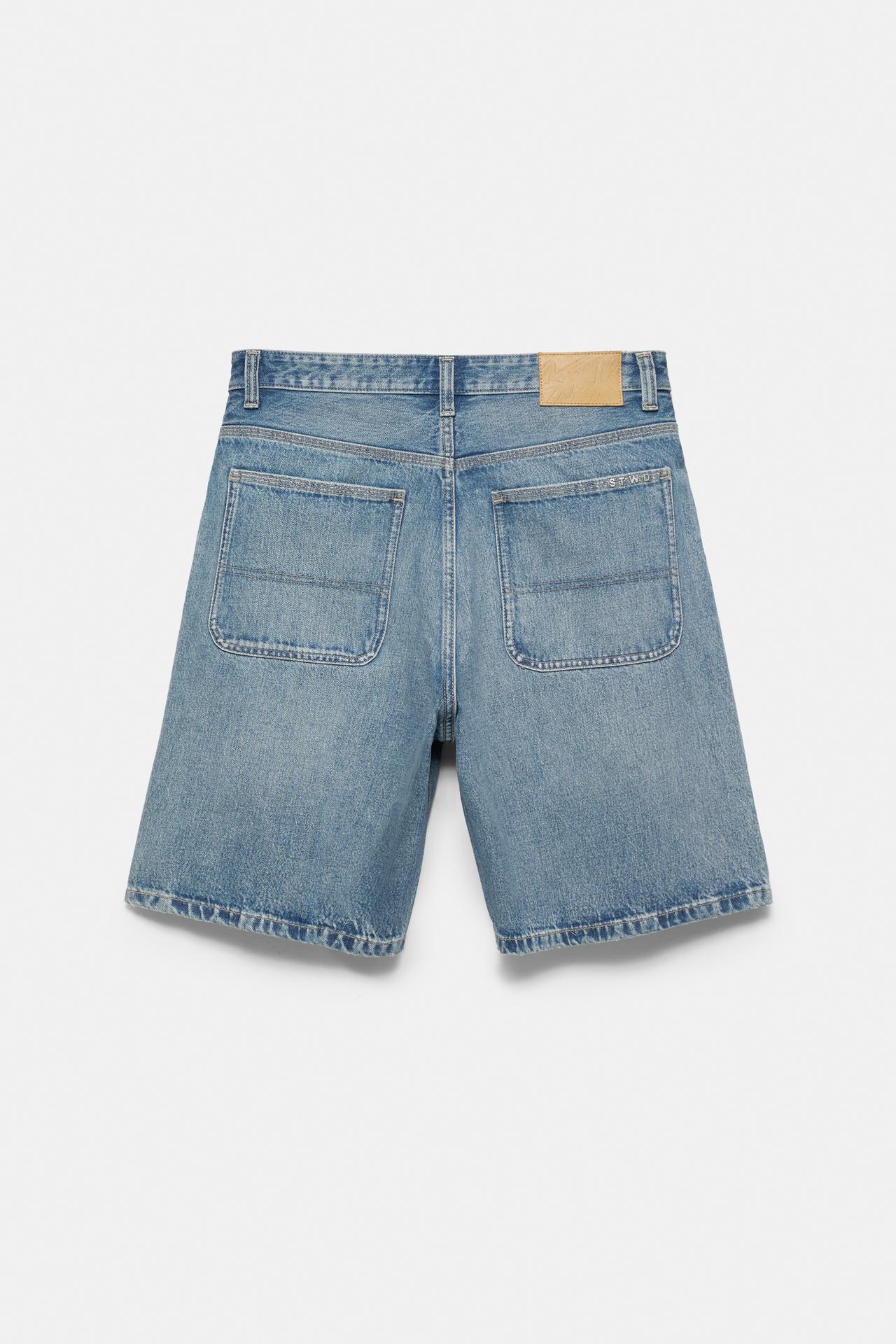 Baggy relaxed fit denim Bermuda shorts — Greenish blue