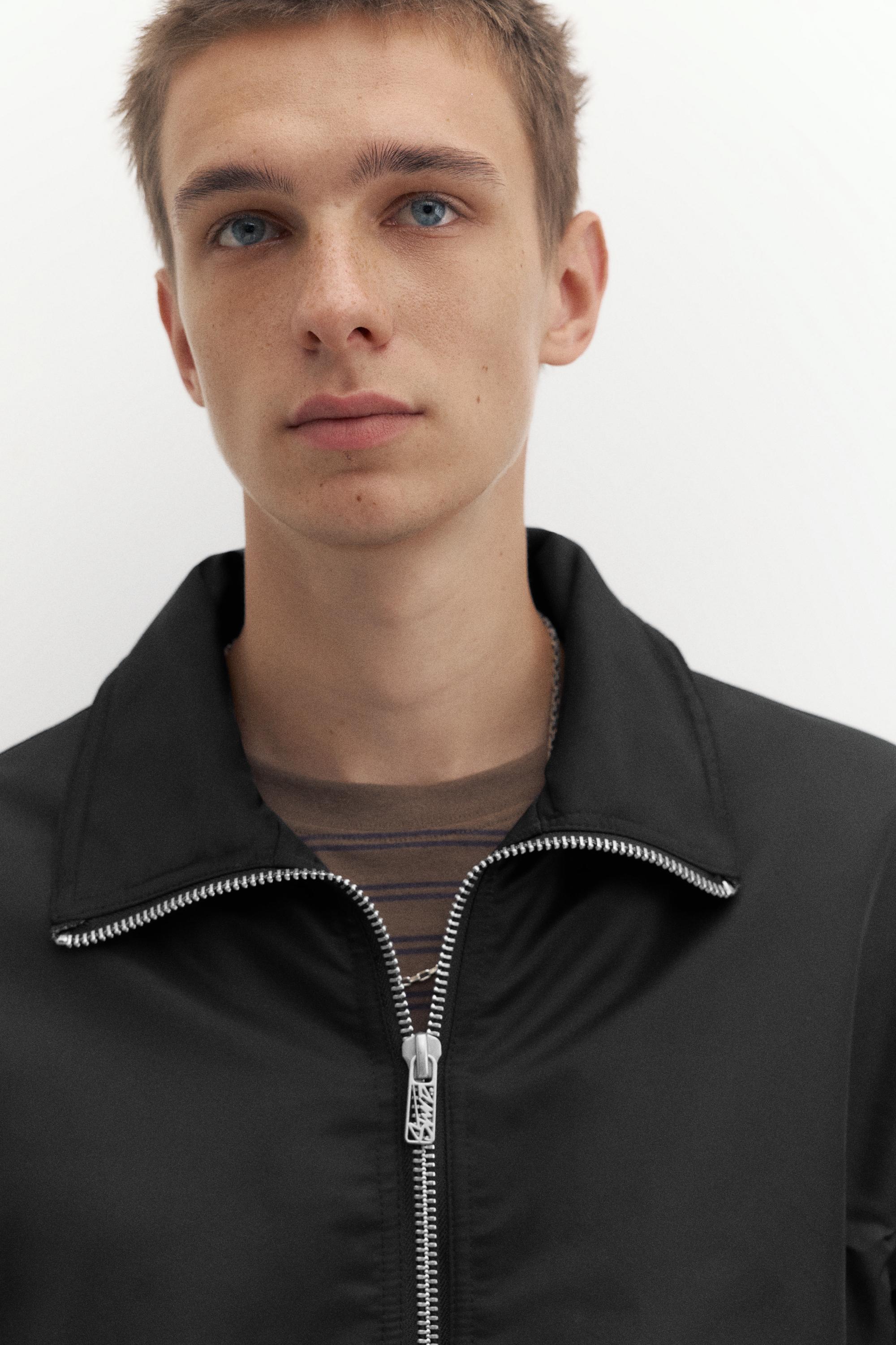 Shirt collar bomber jacket — Black