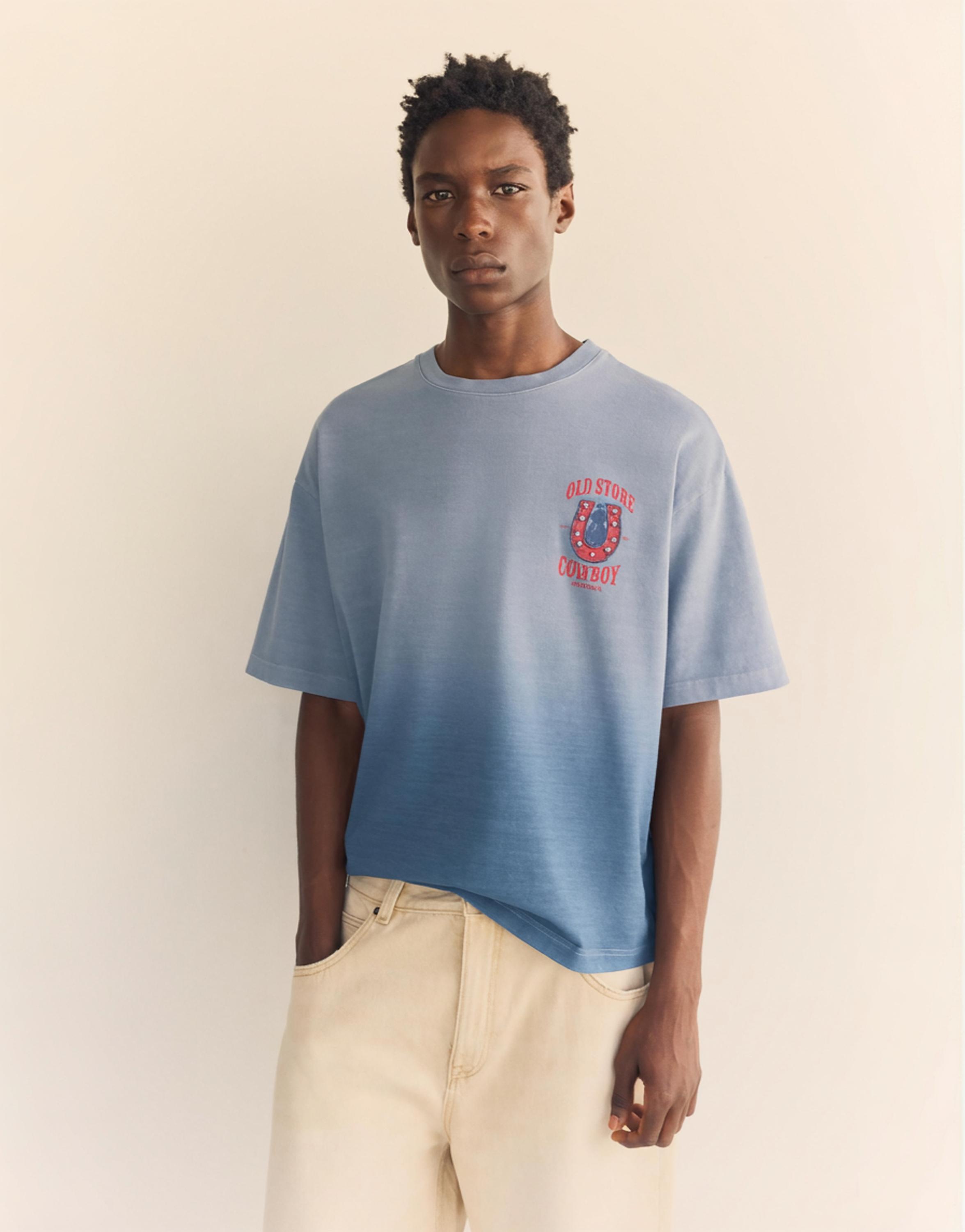 Ombré stud T-shirt — Blue