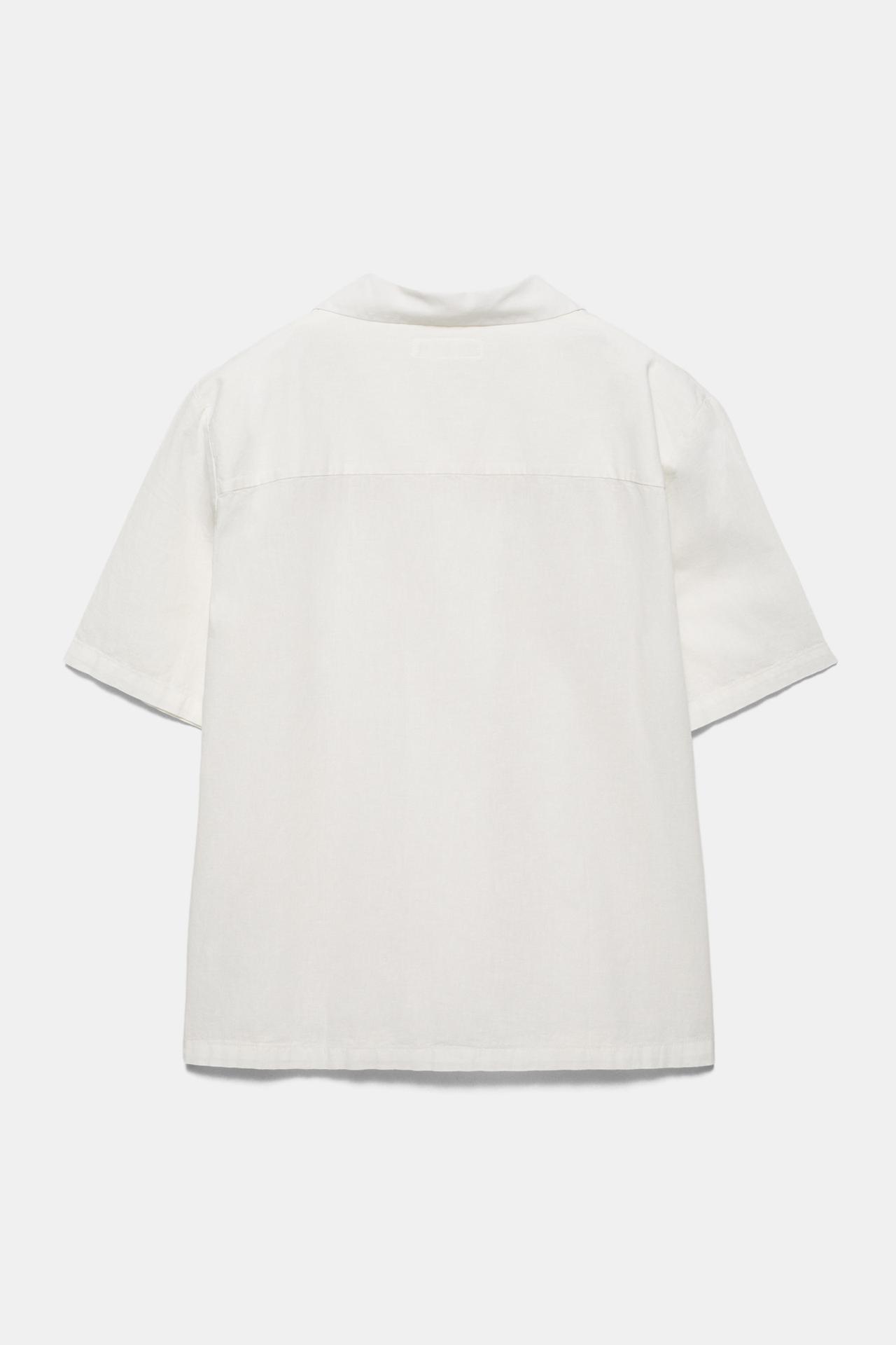 Short sleeve linen blend shirt — Off white