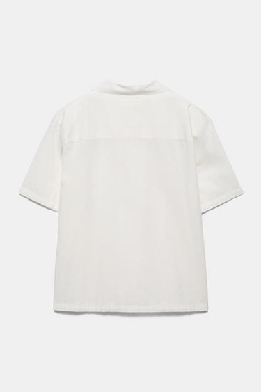 Short sleeve linen blend shirt — Off white 6